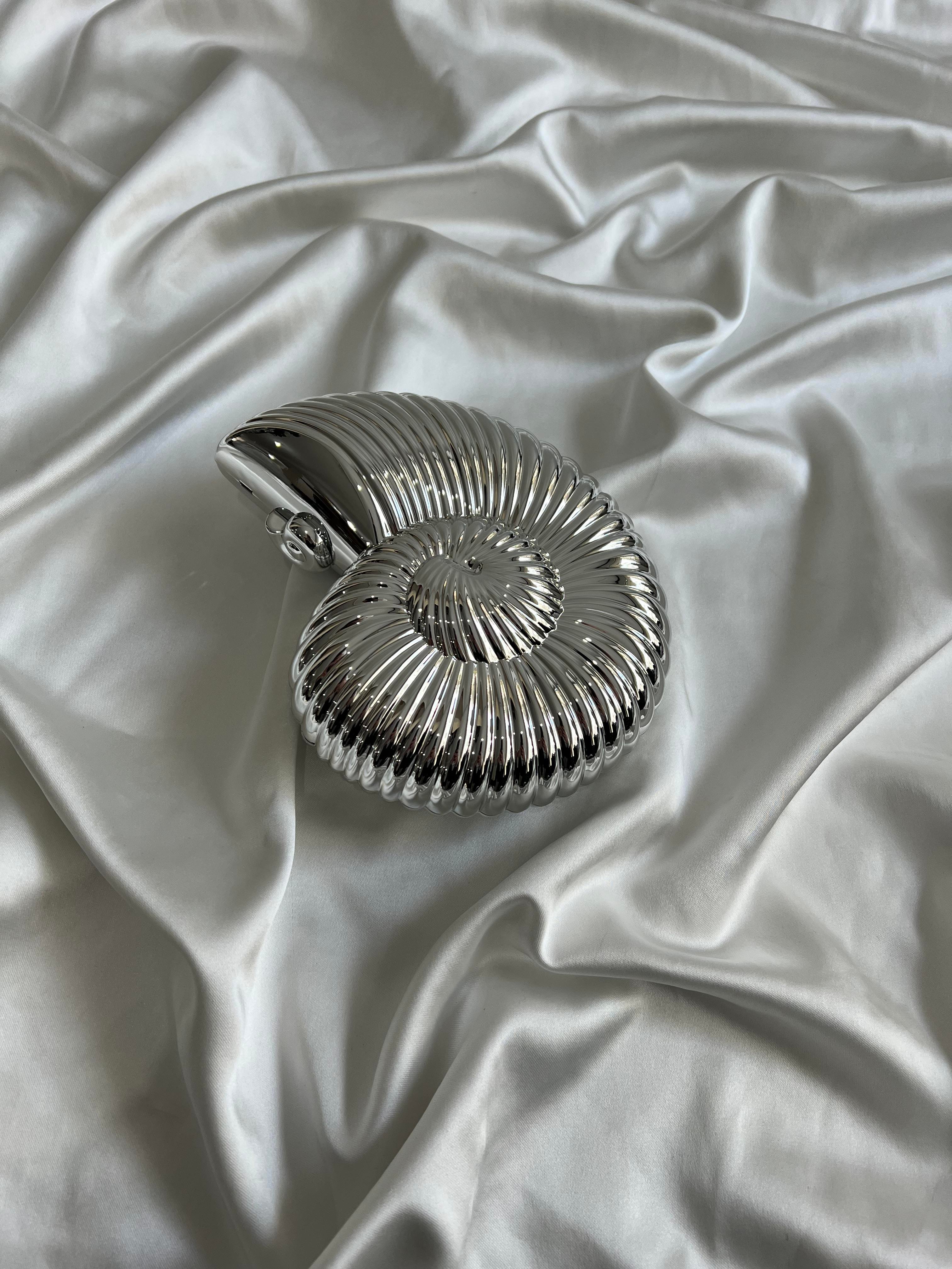 Nautilus Abiye Model Düğün Nişan Çantası Gümüş
