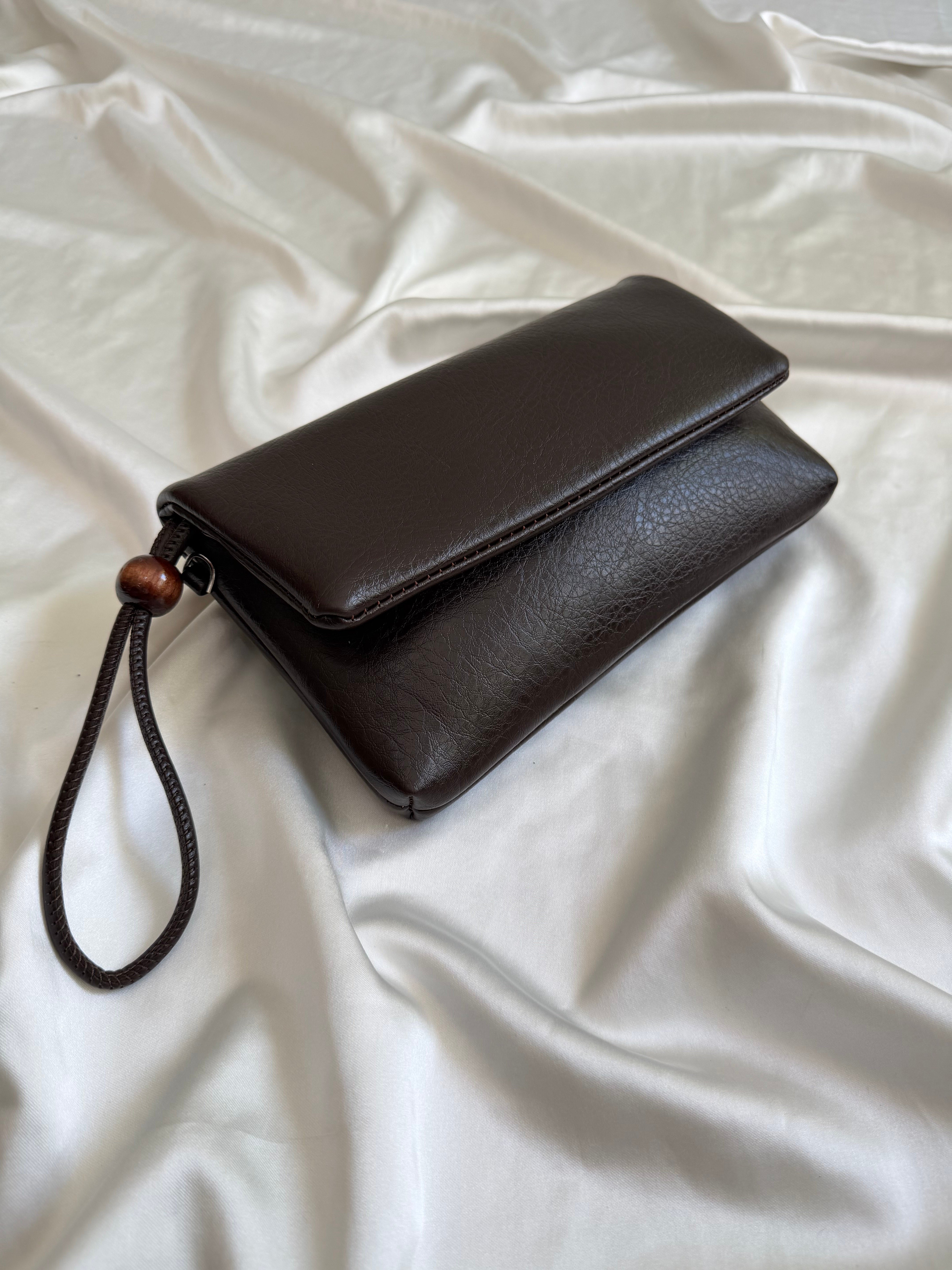 Sade Model Clutch Çanta , Portföy Çanta , El Çantası  Acı Kahve
