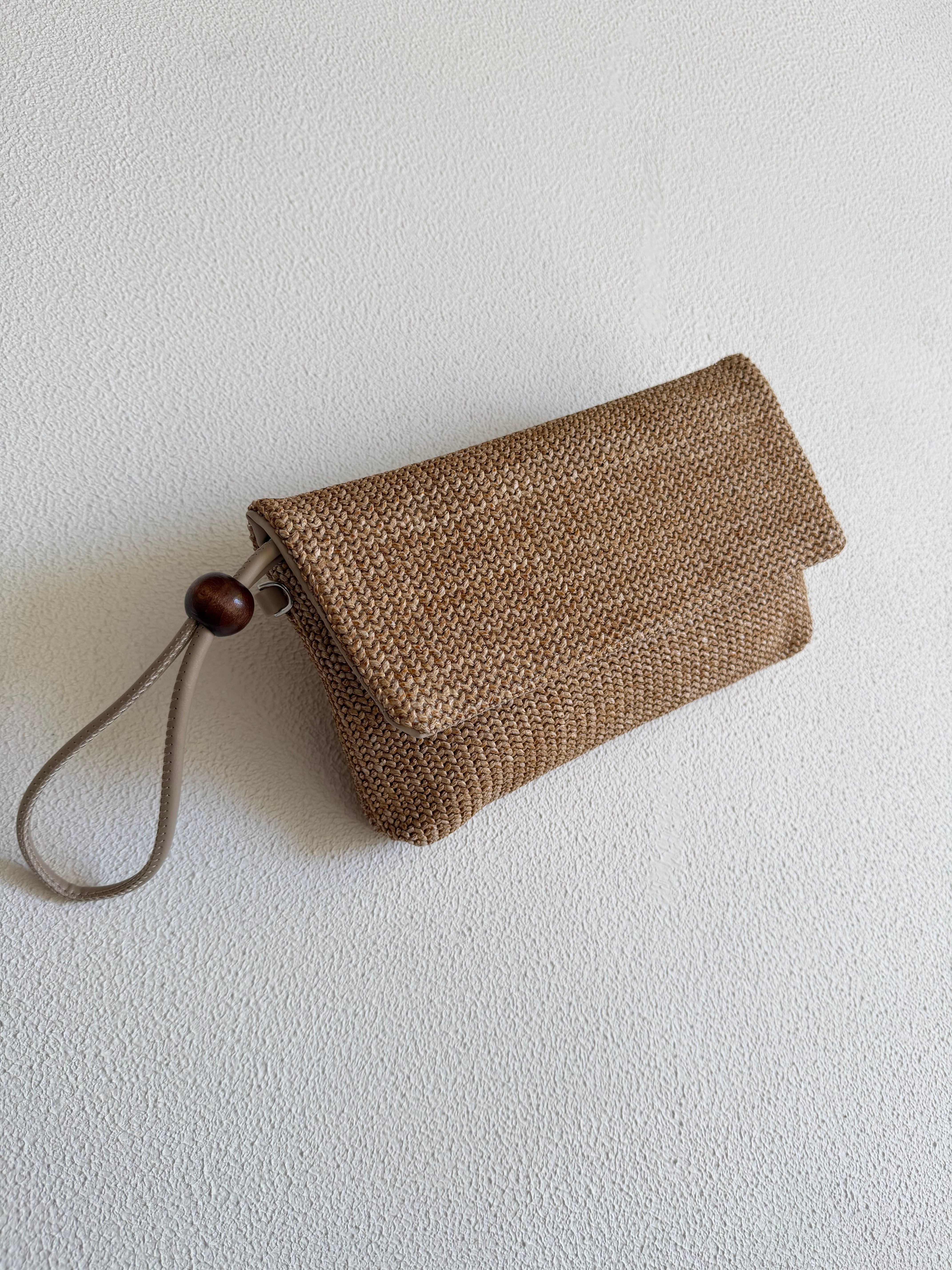 Sade Model Clutch Çanta , Portföy Çanta , El Çantası  Hasır Vizon