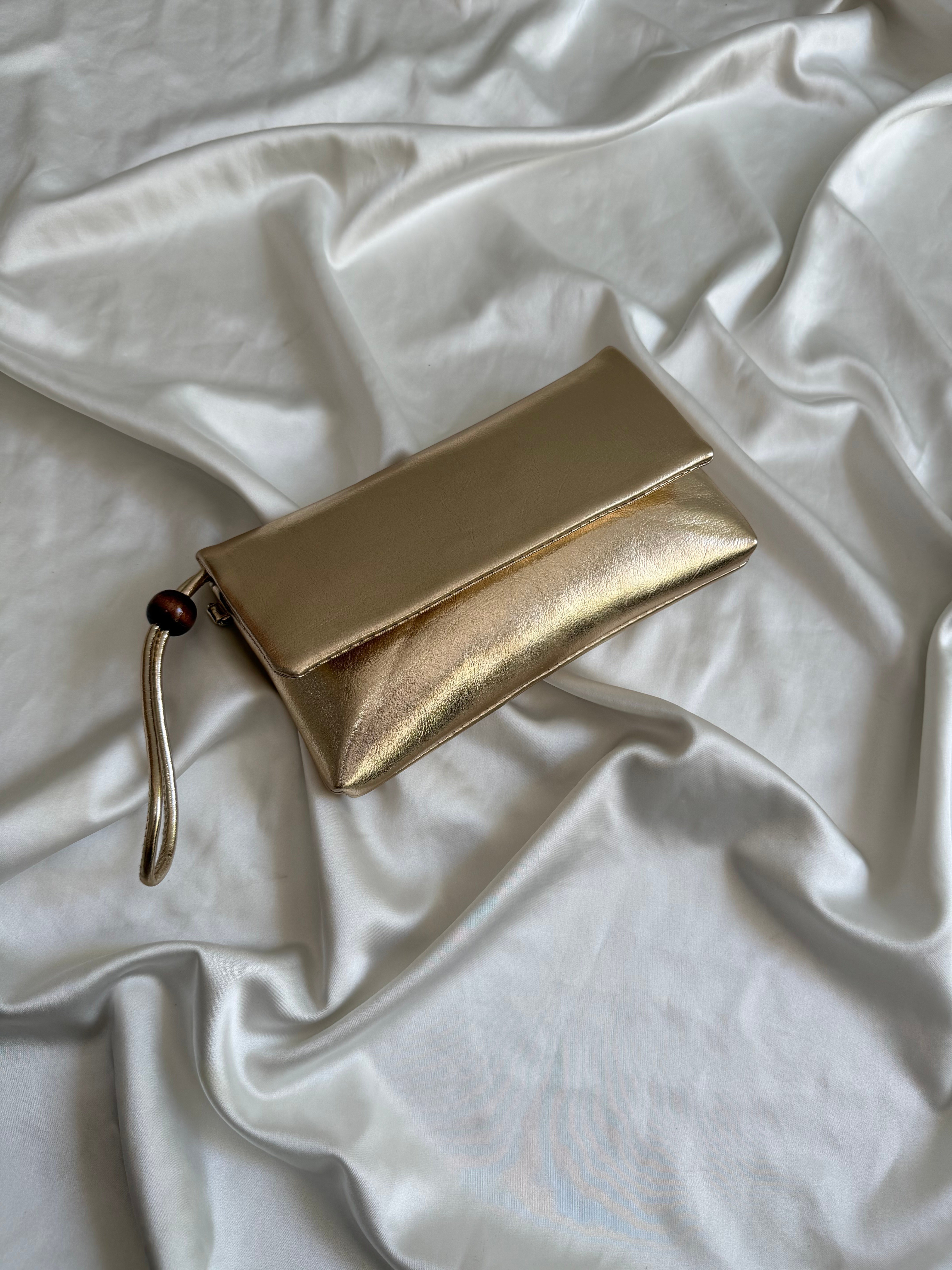 Sade Model Clutch Çanta , Portföy Çanta , El Çantası  Gold