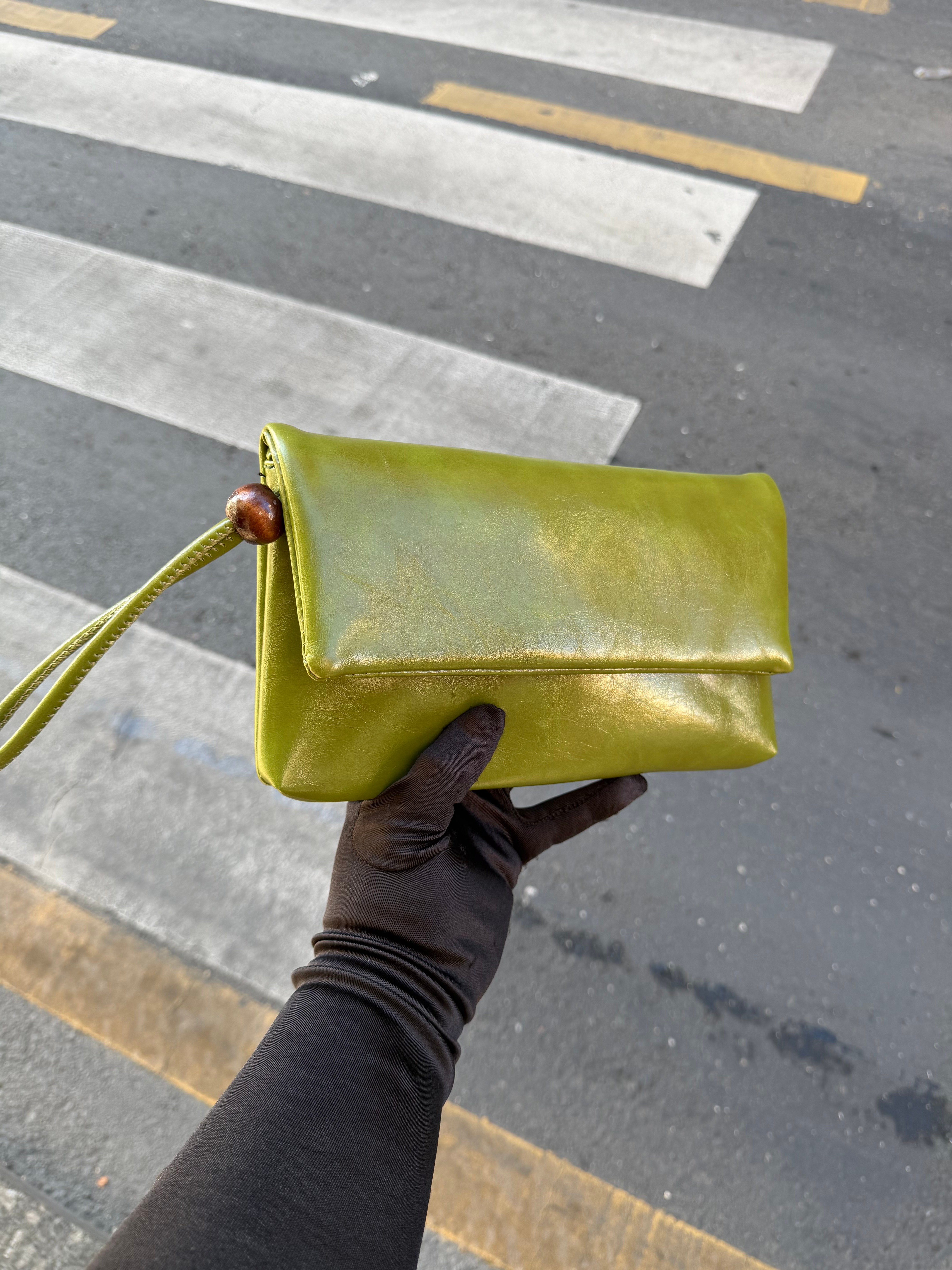 Sade Model Clutch Çanta , Portföy Çanta , El Çantası  Yeşil