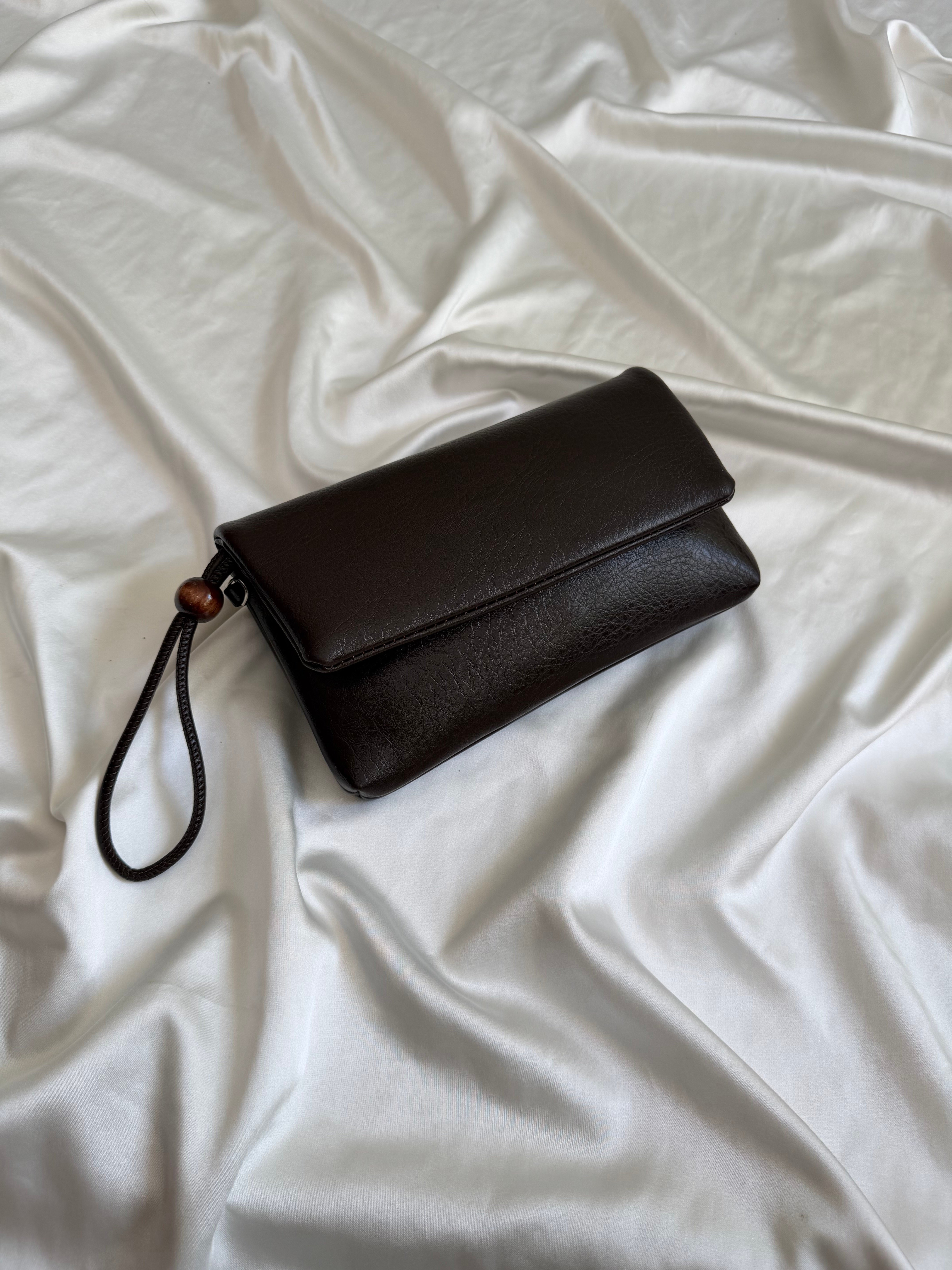 Sade Model Clutch Çanta , Portföy Çanta , El Çantası  Acı Kahve