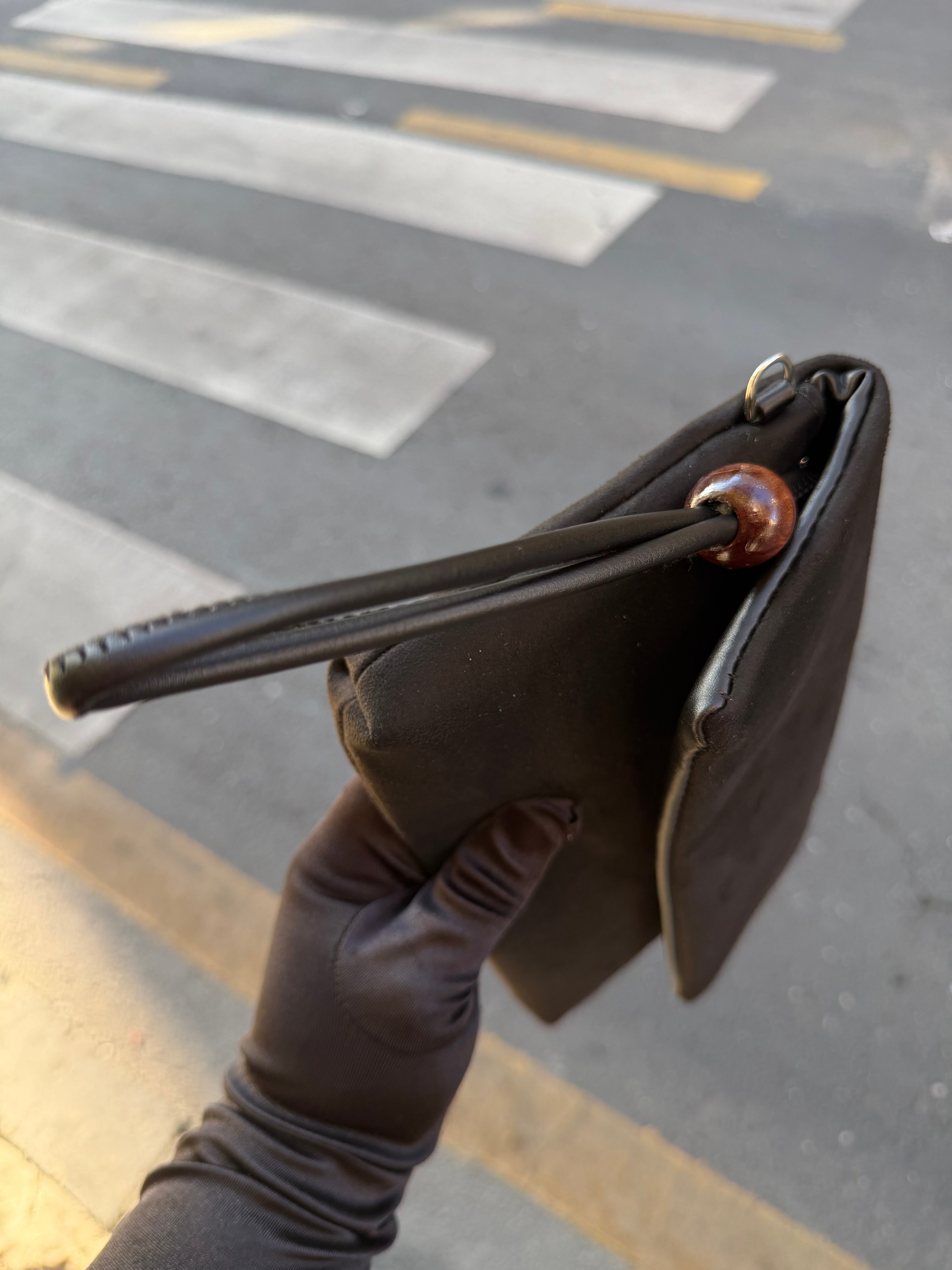 Sade Model Clutch Çanta , Portföy Çanta , El Çantası  Süet Siyah