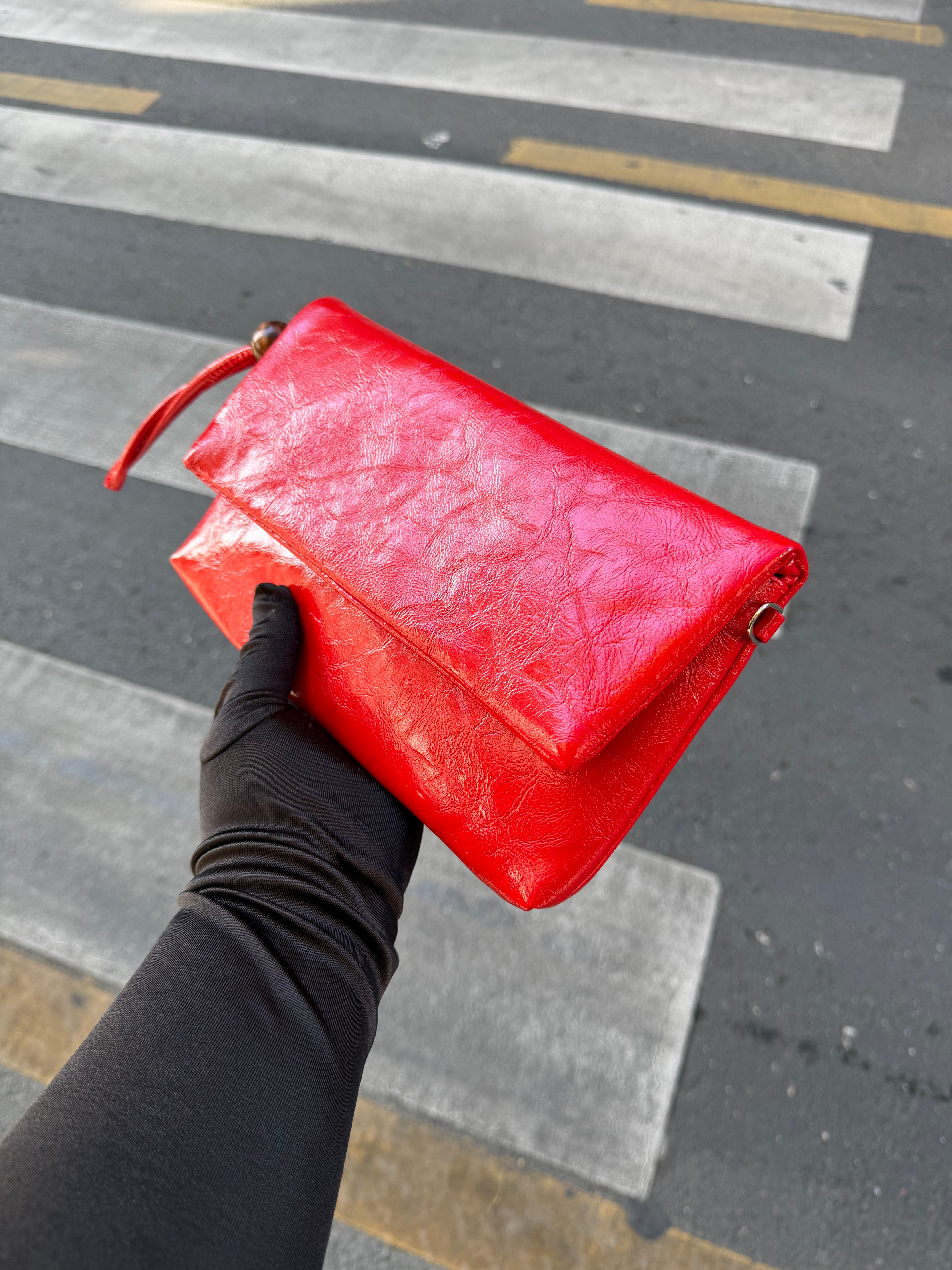 Sade Model Clutch Çanta , Portföy Çanta , El Çantası  Kırmızı