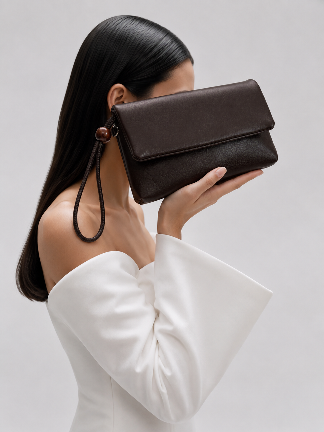 Sade Model Clutch Çanta , Portföy Çanta , El Çantası  Acı Kahve