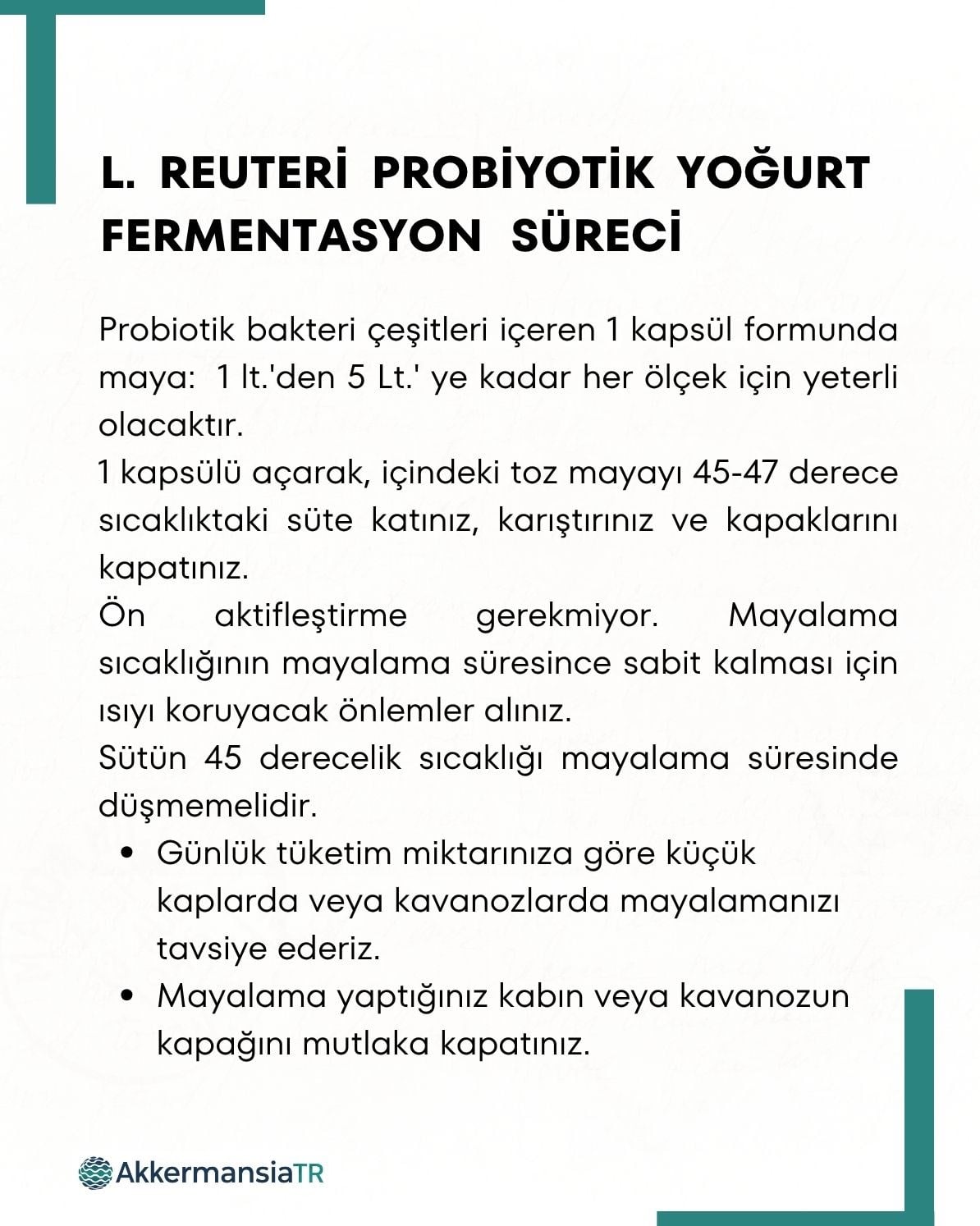L.reuteri Yoğurt Mayası 30 Kapsül