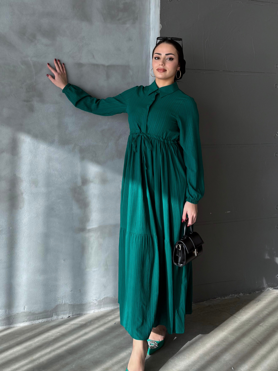 Asya Bürümcek Elbise Zümrüt