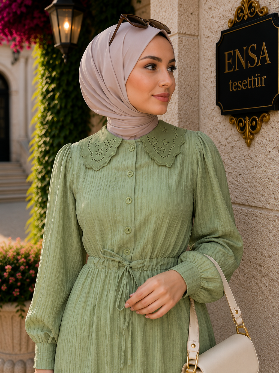 Bebe Yaka Elbise Mint