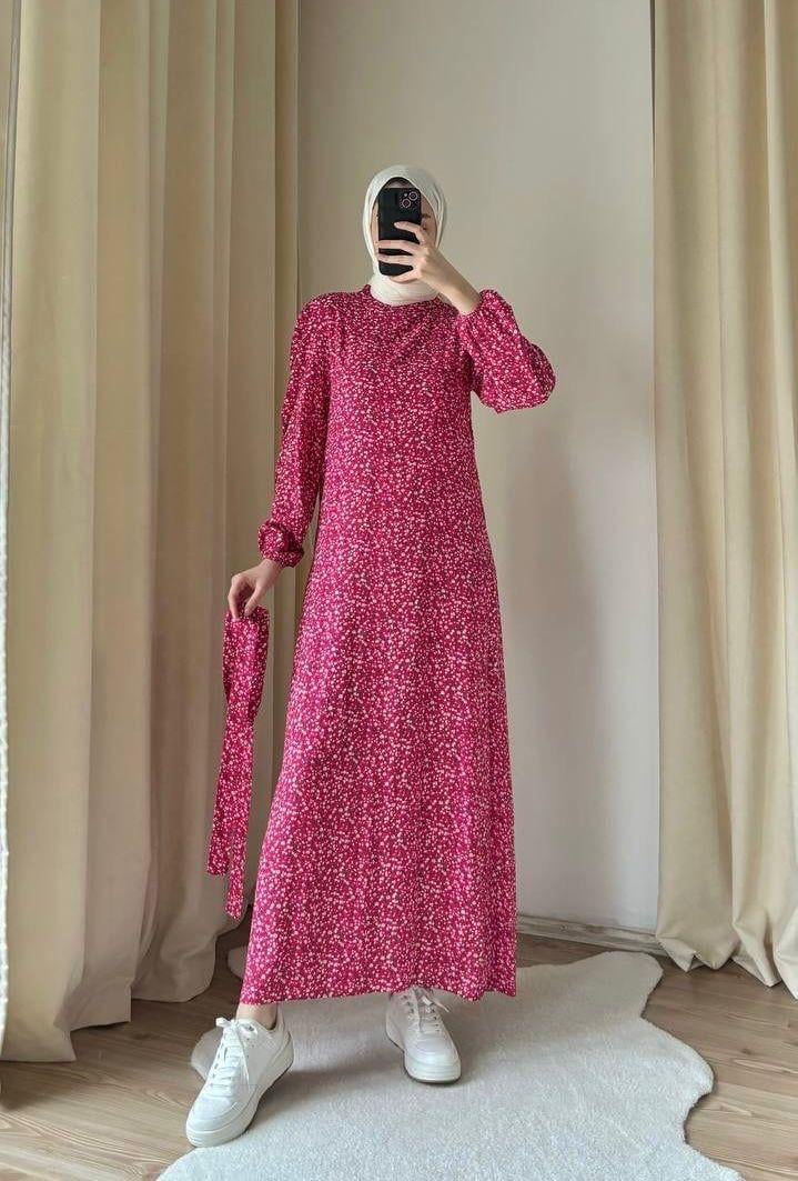 Çıtır Desen Elbise Pembe