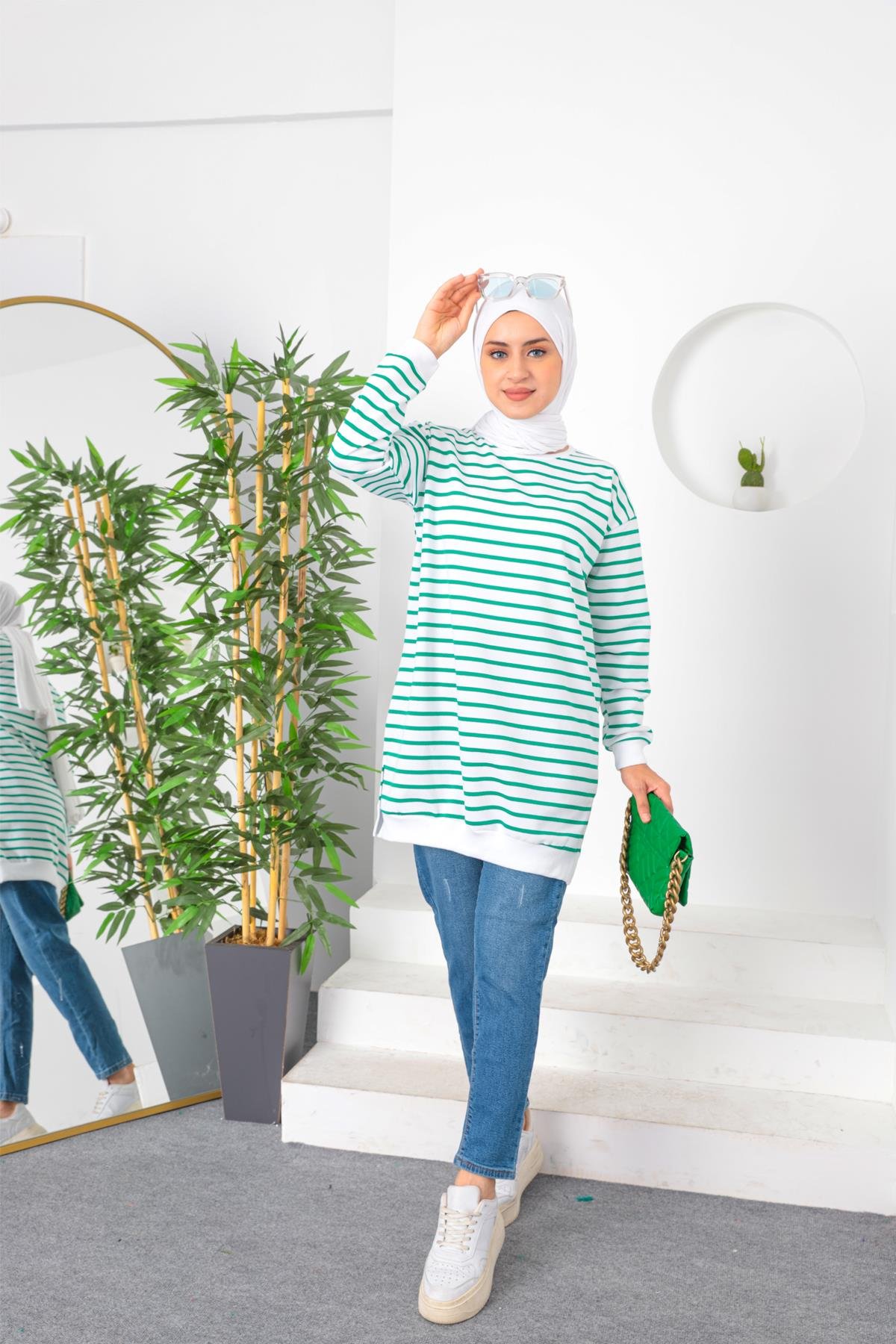 Çizgili tunik Yeşil