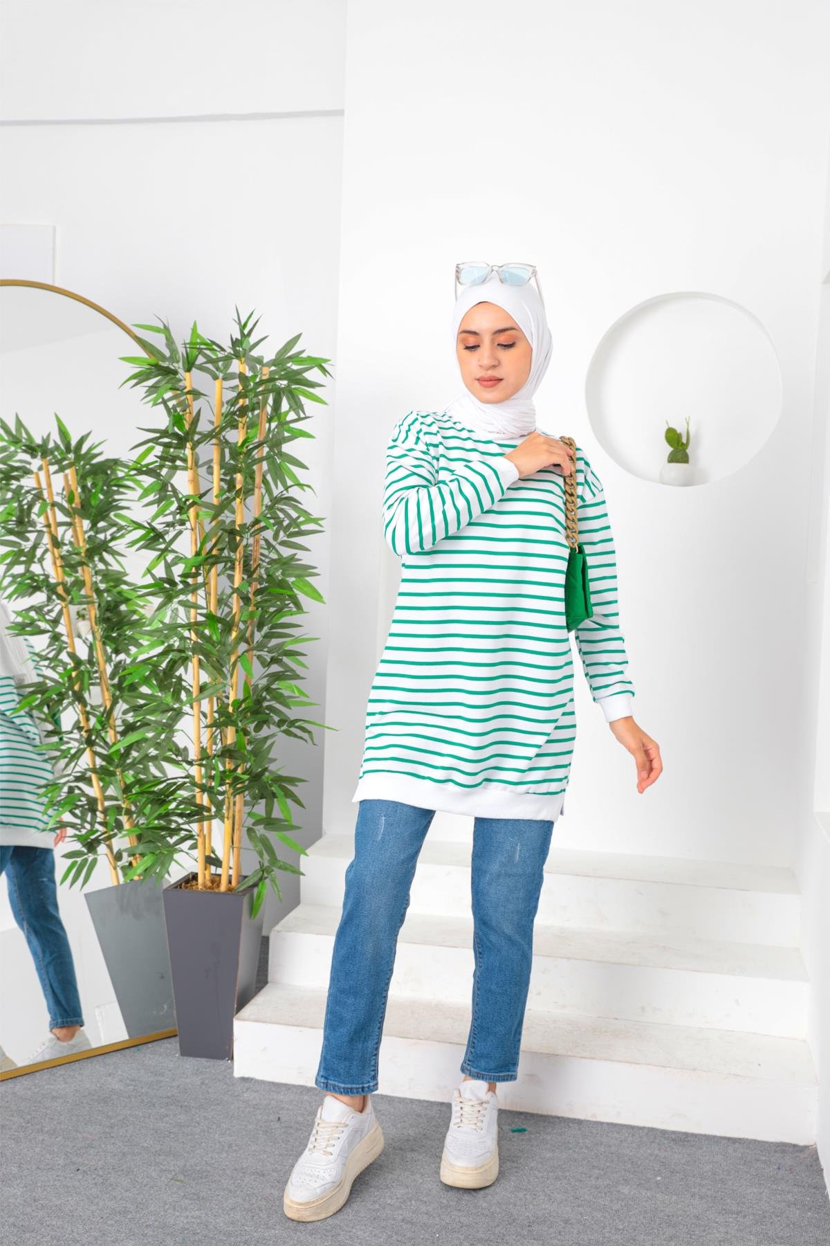 Çizgili tunik Yeşil