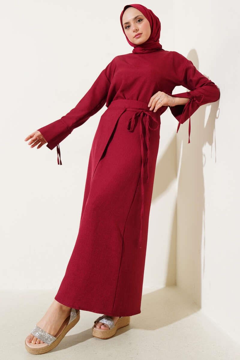 İkra Etekli Bordo