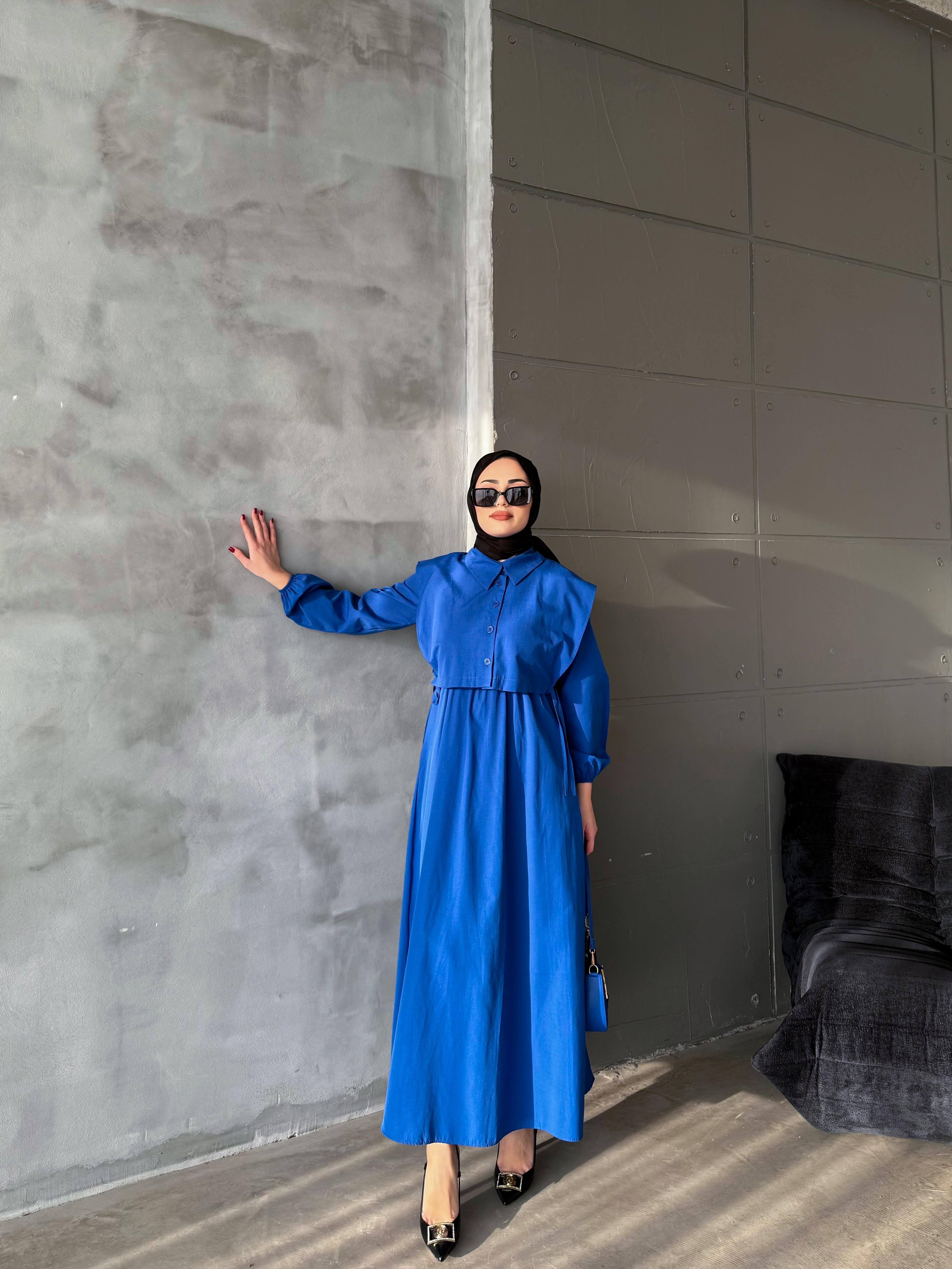 Larin Yelekli Elbise Mavi