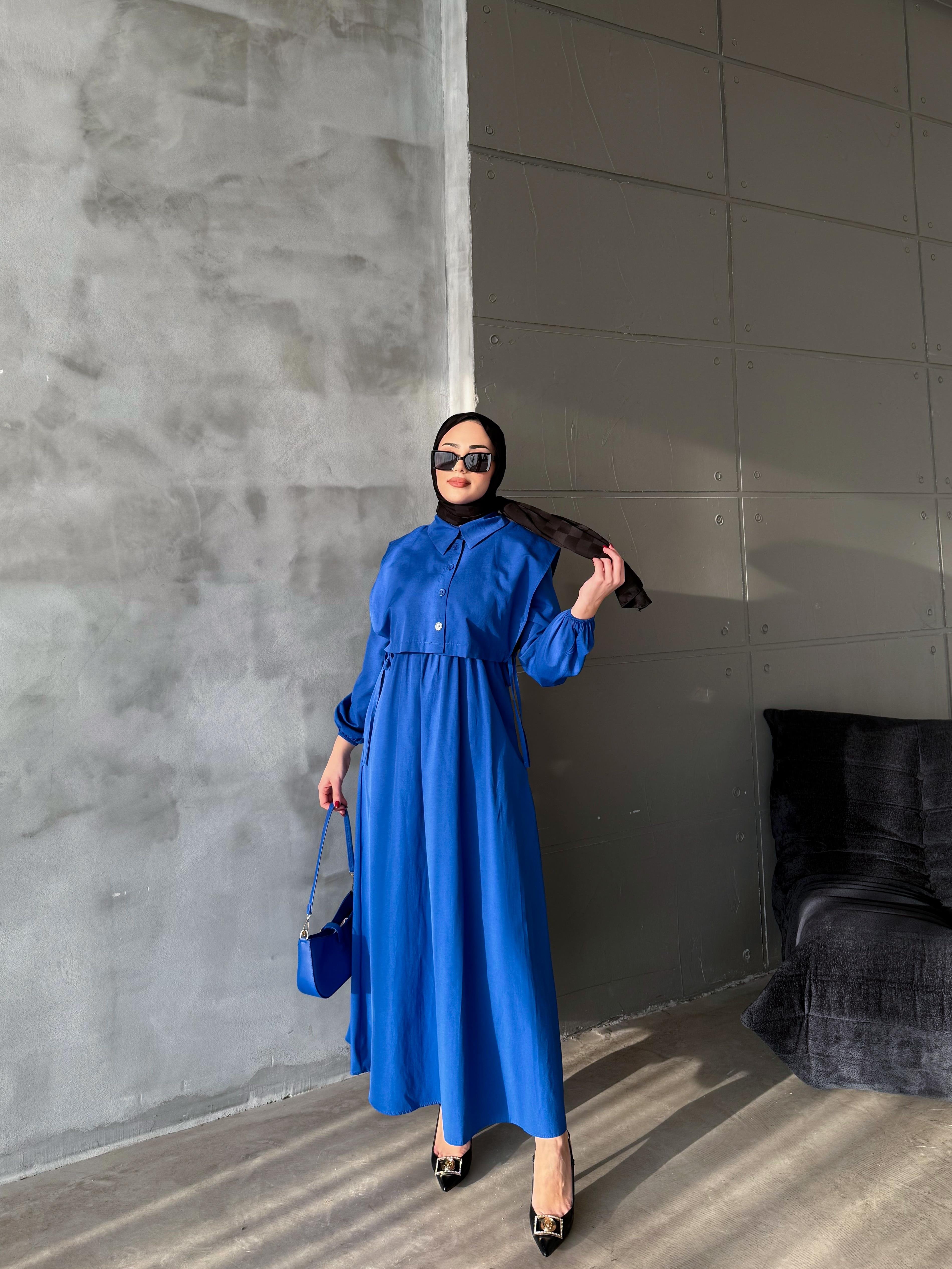 Larin Yelekli Elbise Mavi