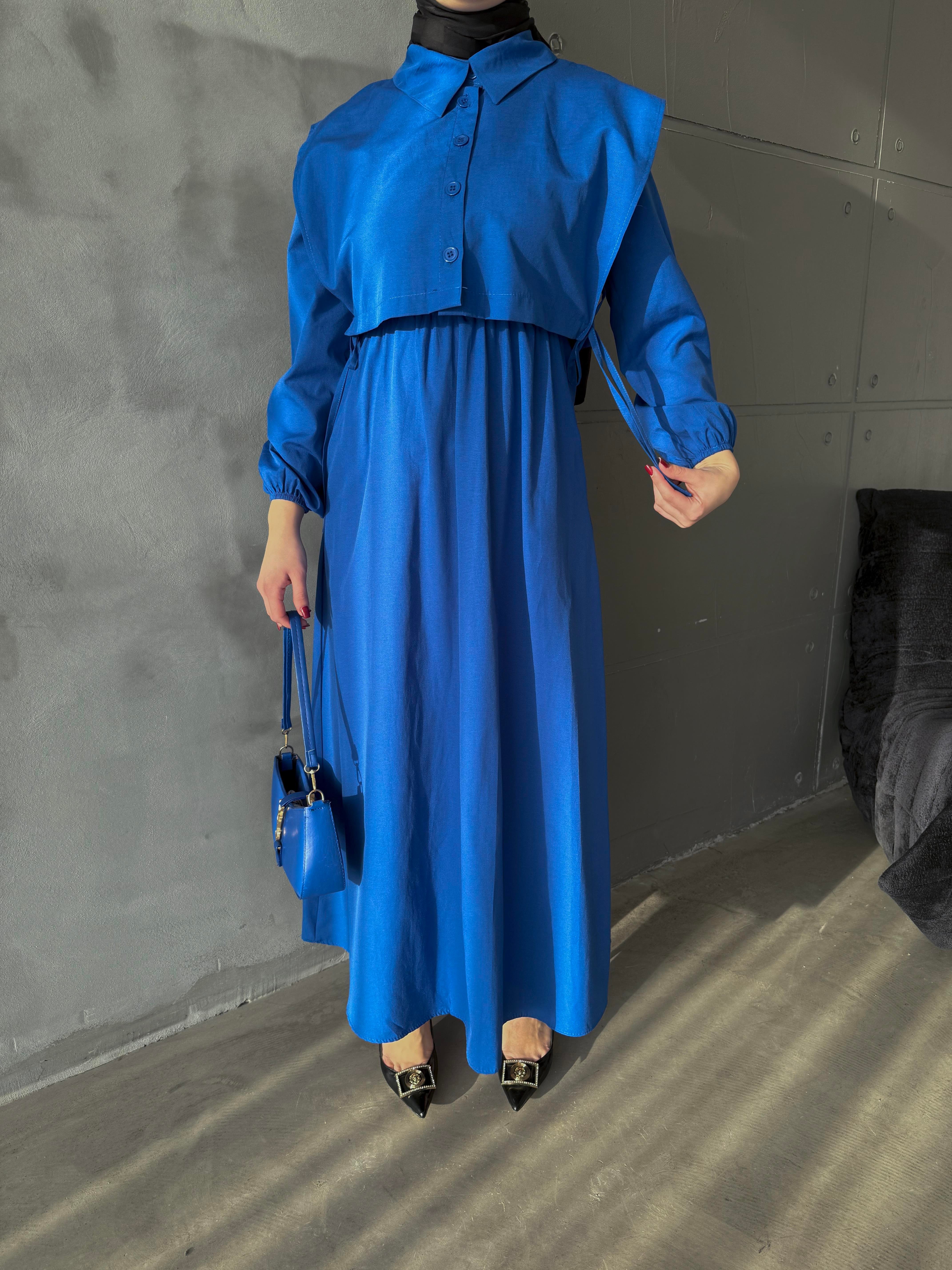 Larin Yelekli Elbise Mavi