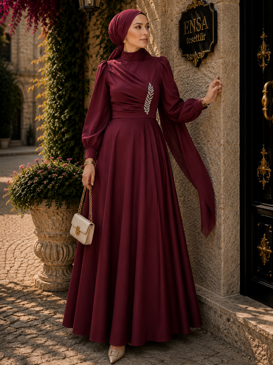 Mariya Saten Abiye Bordo
