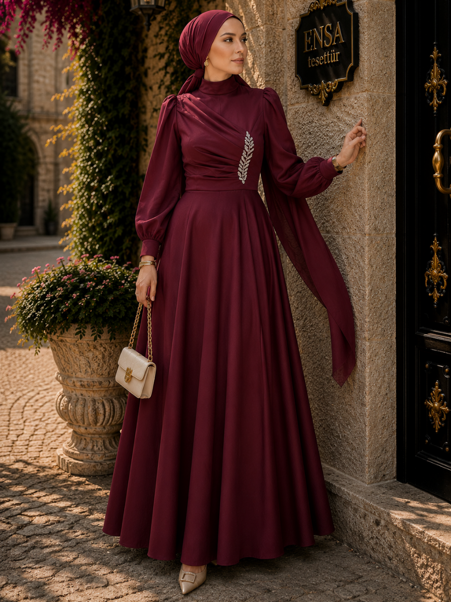 Mariya Saten Abiye Bordo