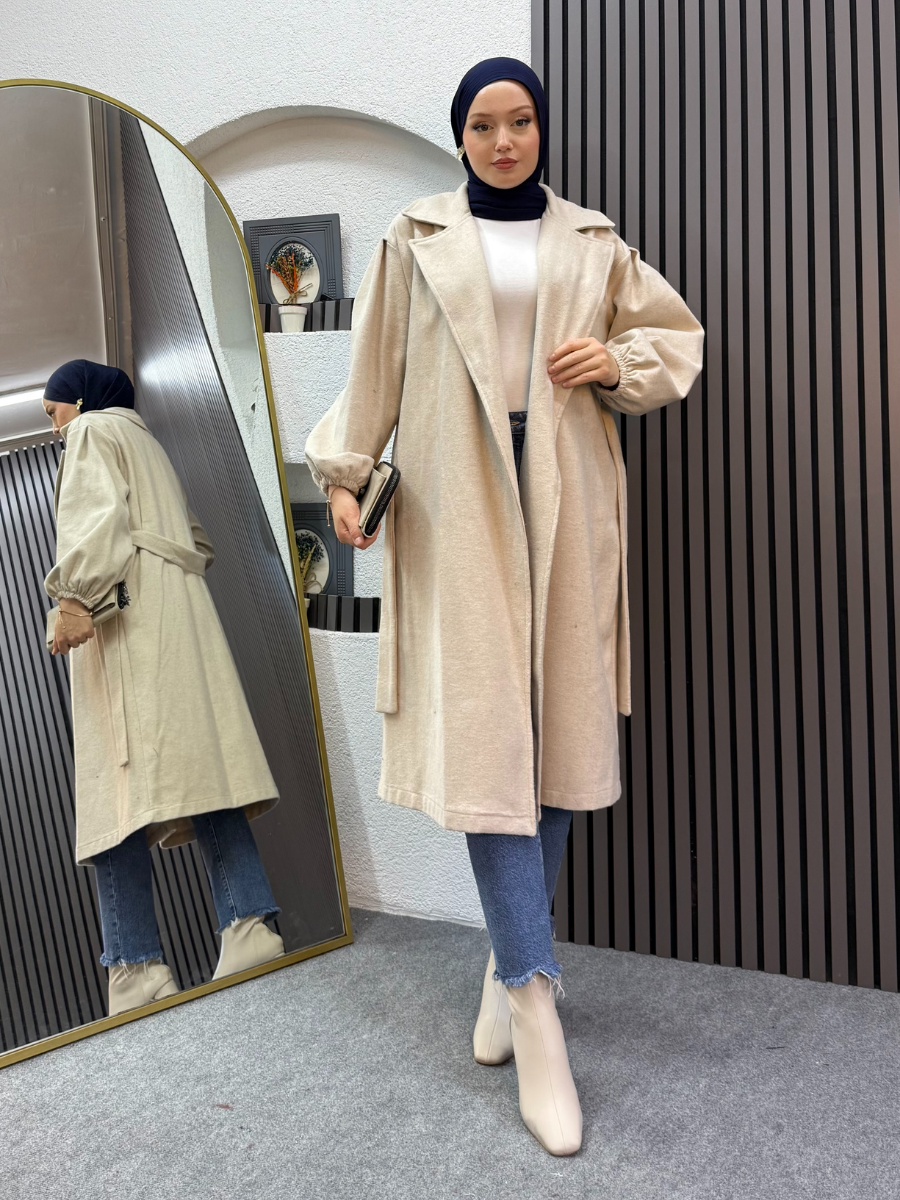 Nora Kaşe Kaban Krem