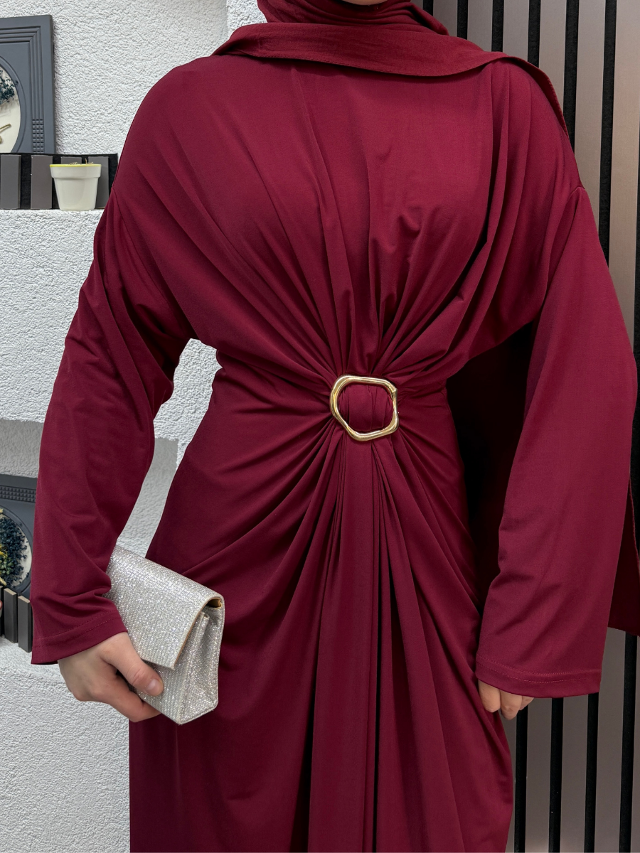 Ruby Sandy Elbise Bordo