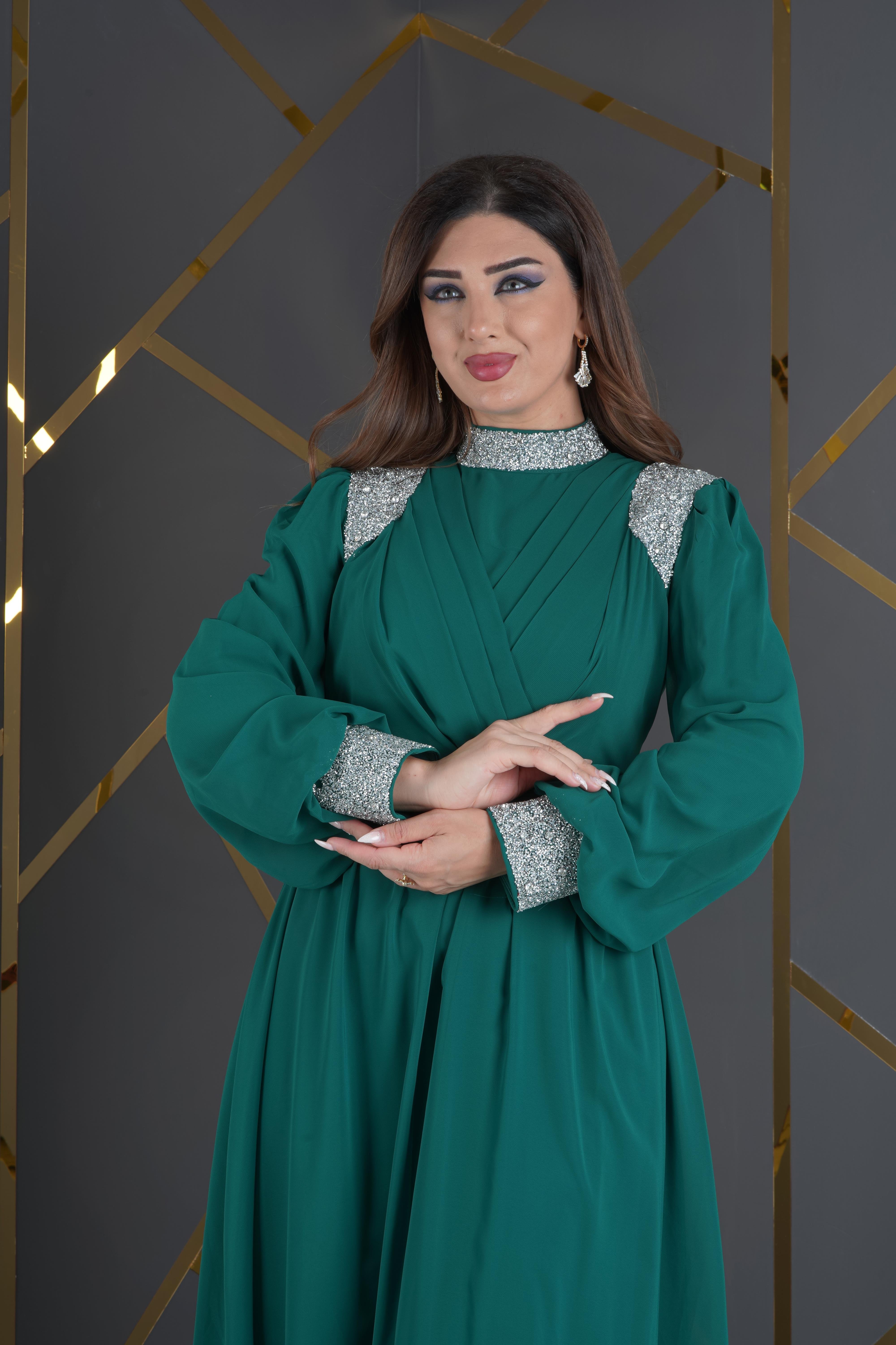 Taşlı Abiye Yeşil