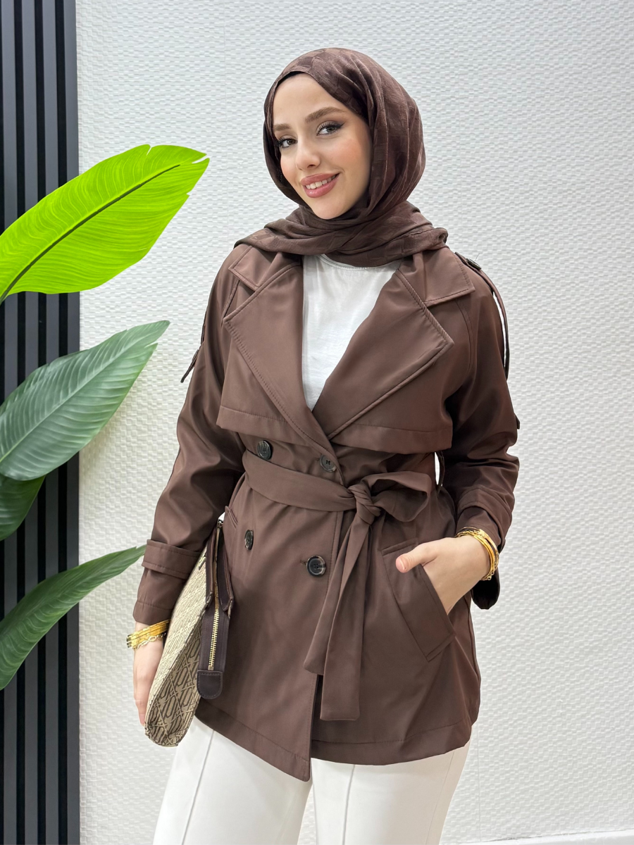 Trend Mini Trençkot Kahve