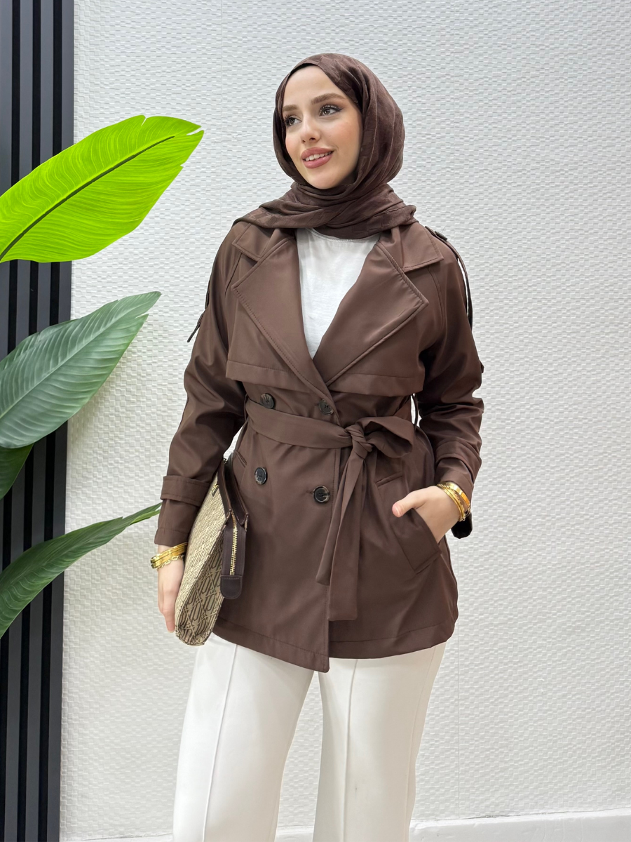 Trend Mini Trençkot Kahve