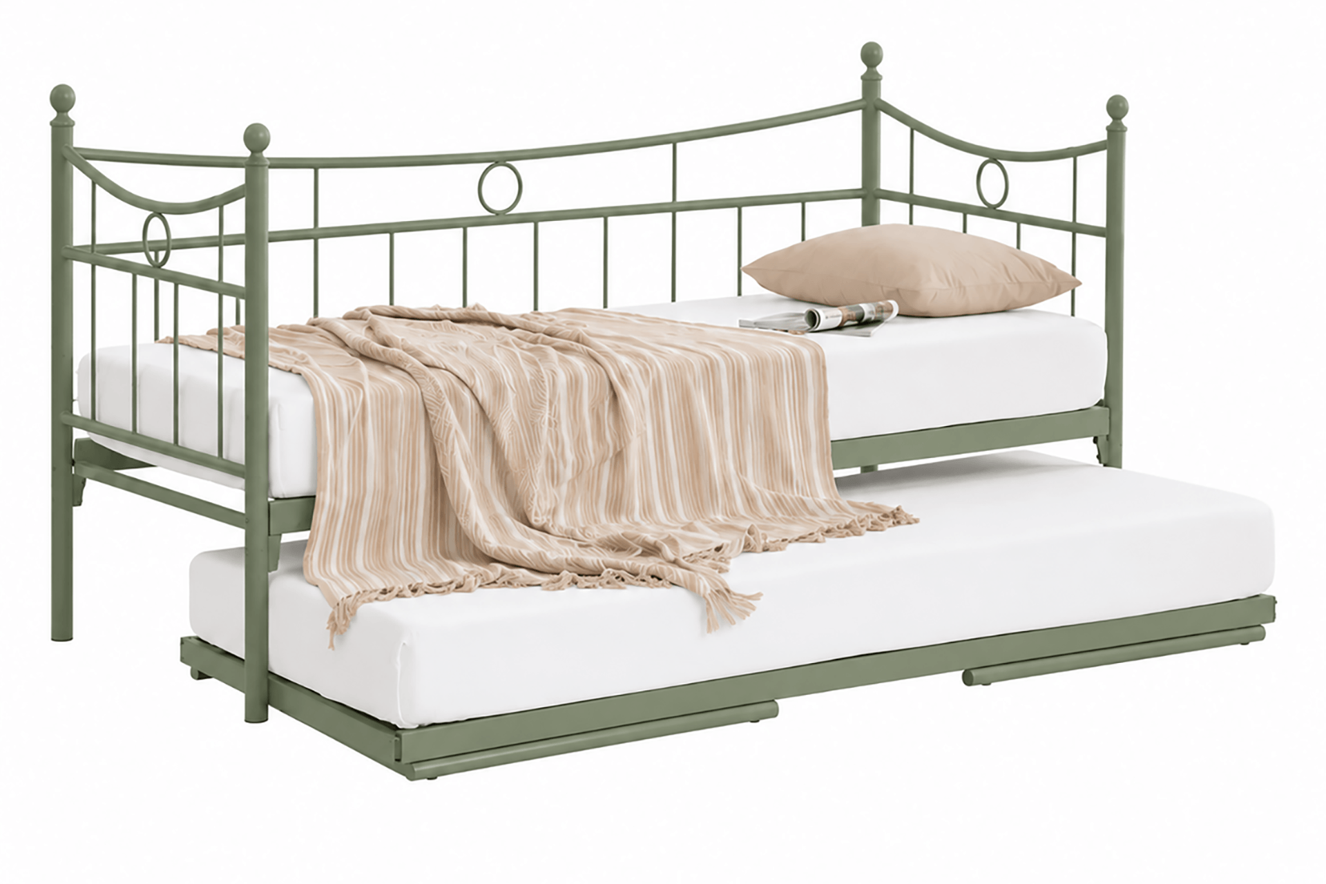 Unimet Daily Yavrulu Daybed-Yataklar Dahil-Çift Tek Kişilik Metal Karyola