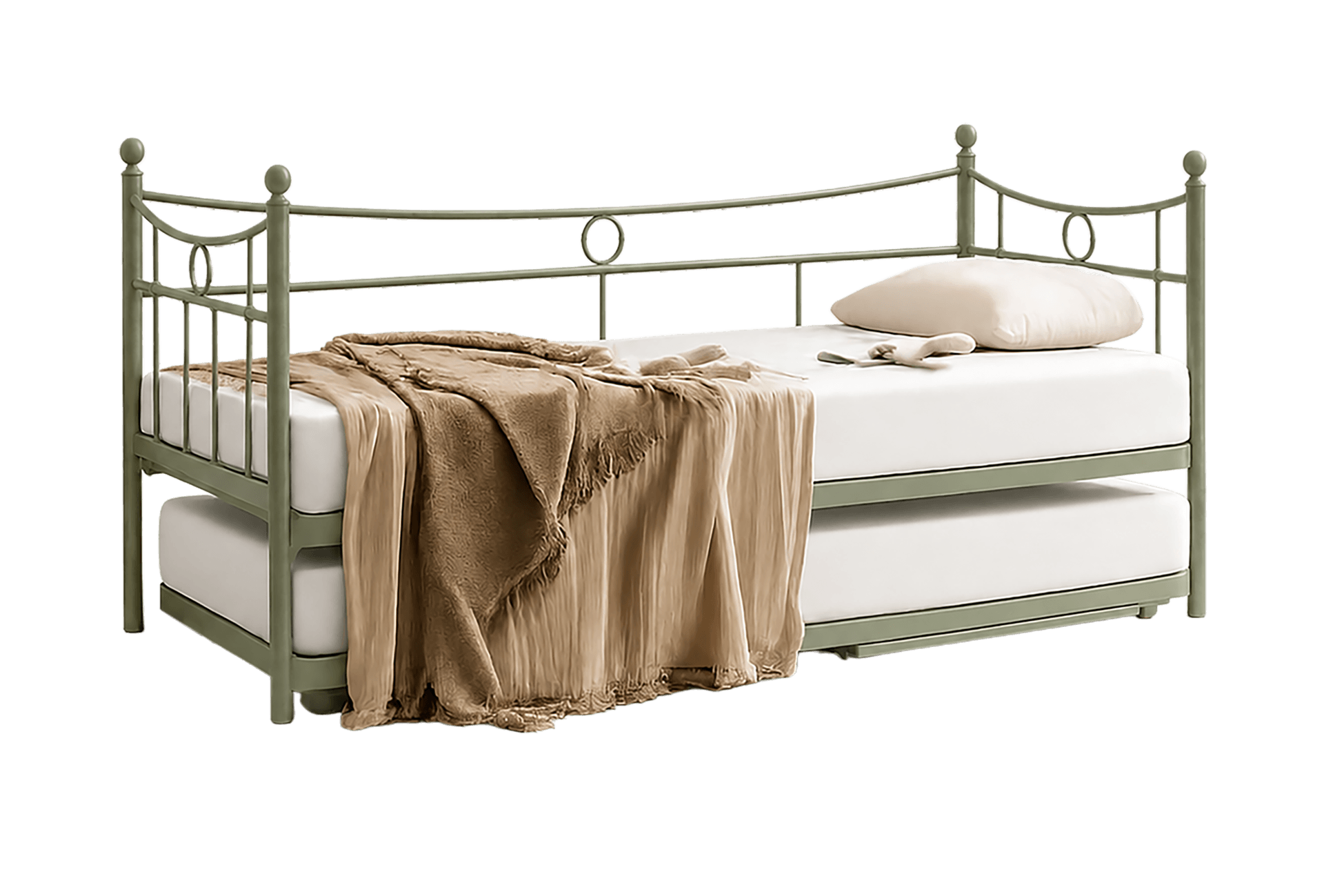 Unimet Daily Yavrulu Daybed-Yataklar Dahil-Çift Tek Kişilik Metal Karyola
