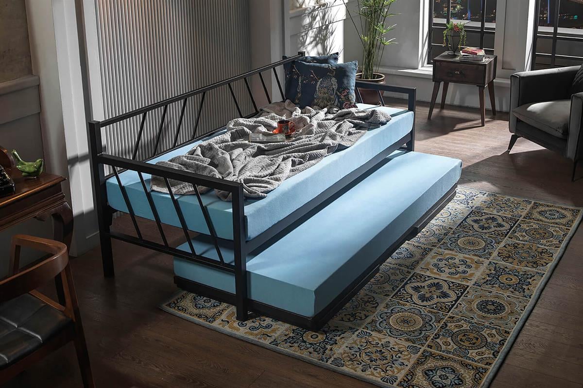 Unimet Glory Yavrulu Daybed-Yataklar Dahil-Çift Tek Kişilik Metal Karyola