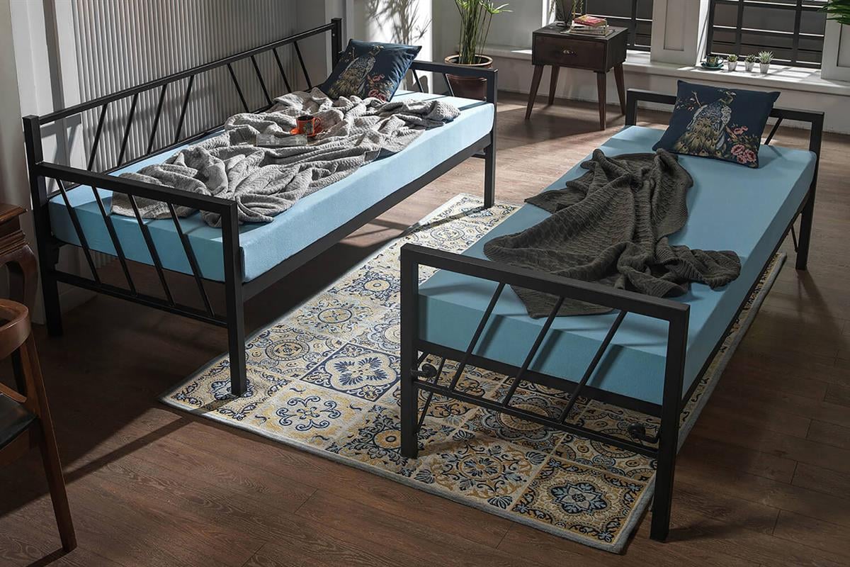 Unimet Glory Yavrulu Daybed-Yataklar Dahil-Çift Tek Kişilik Metal Karyola