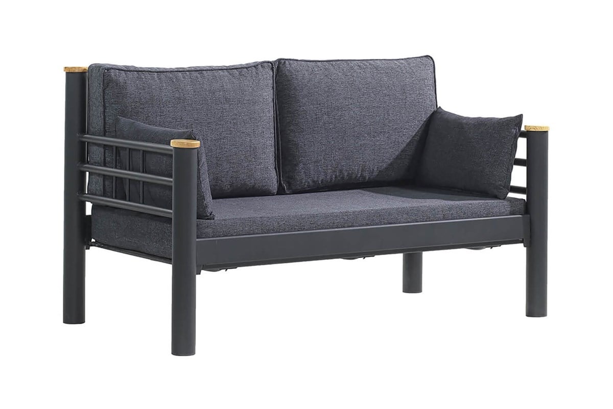 Unimet Kappis Dk Metal Sofa Sedir İkili Koltuk Siyah-Antrasit
