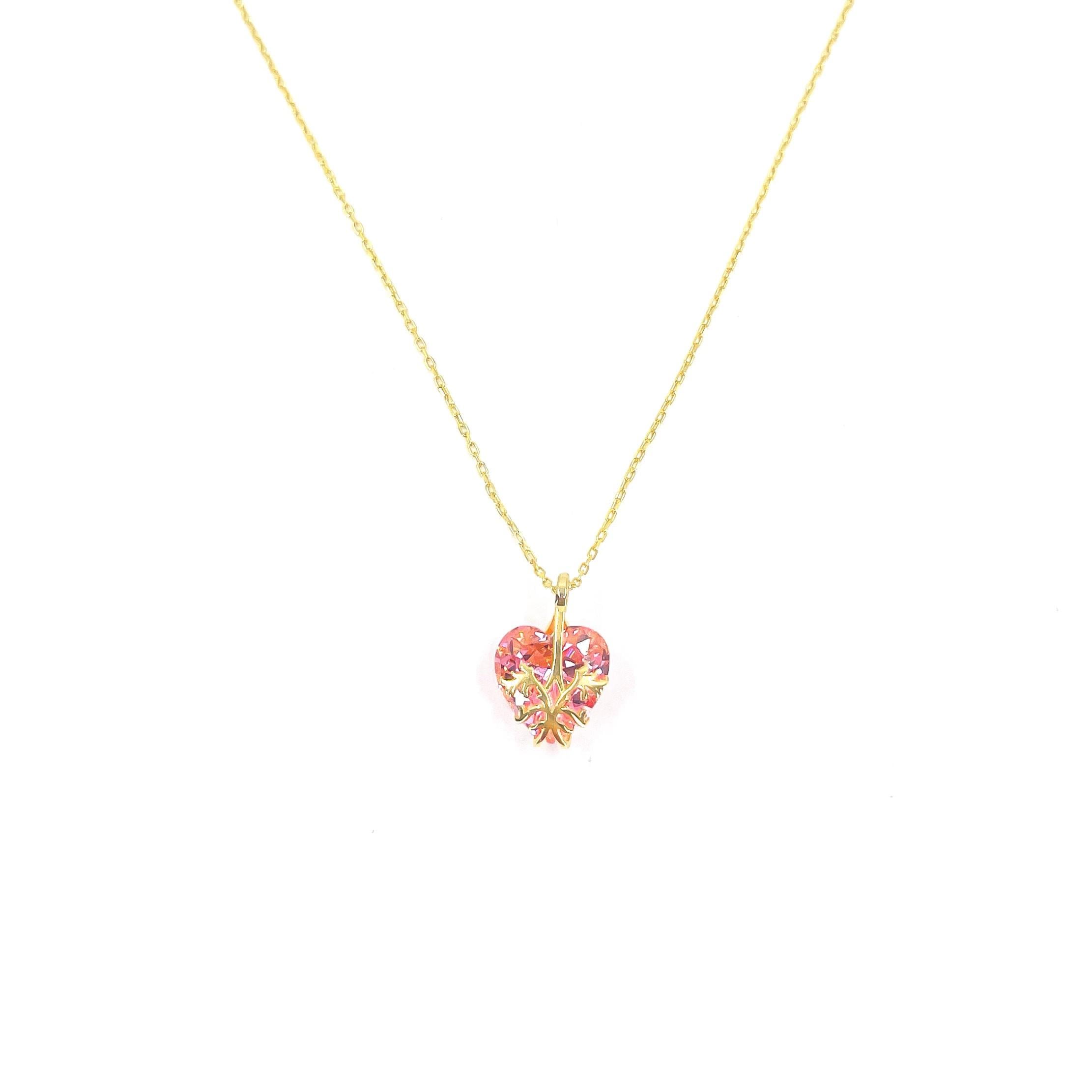 Pembe Kalpli Gold Gümüş Kolye