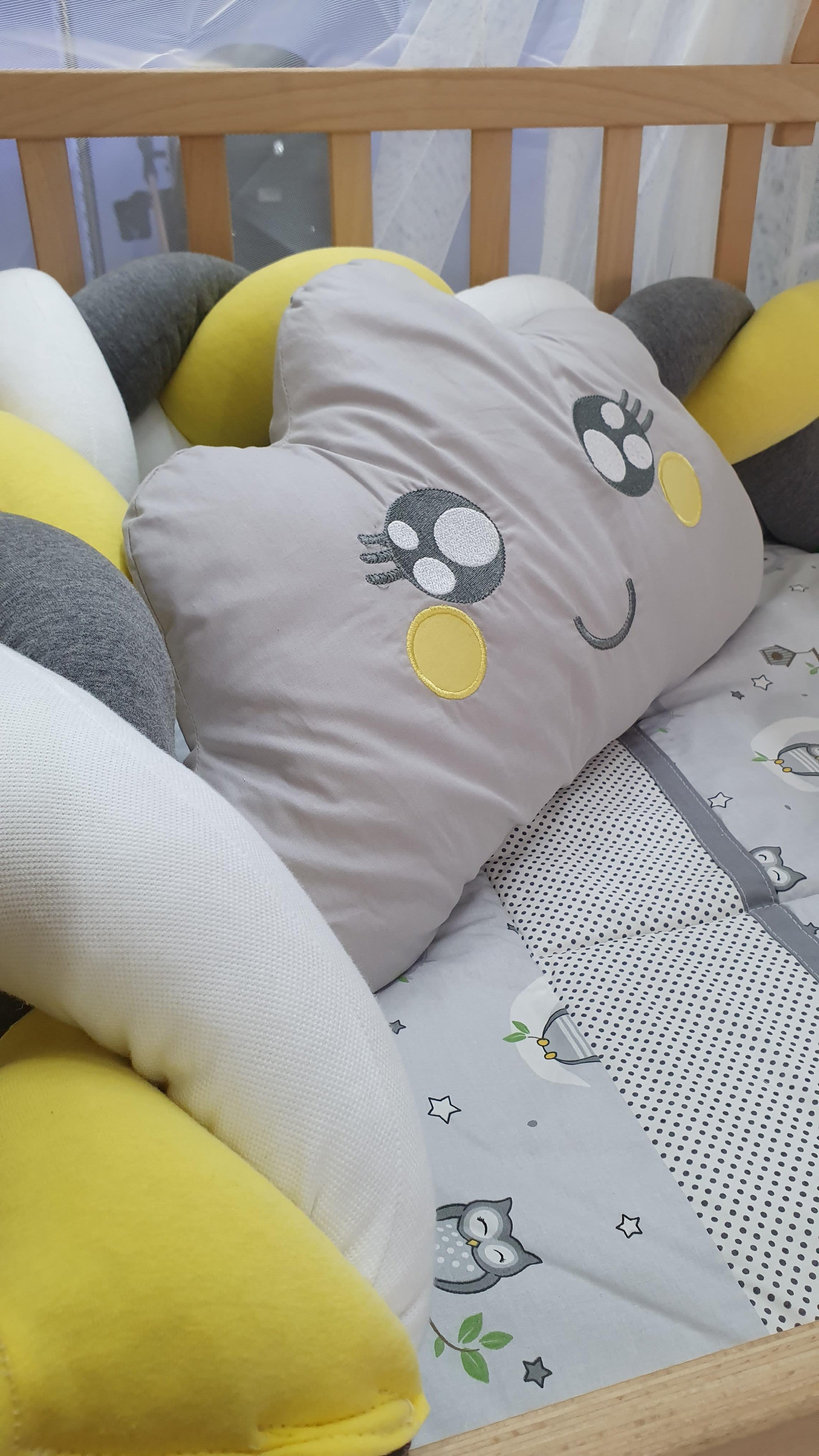 ABC Baby Baykuş Bebek Uyku Seti - Sarı Gri