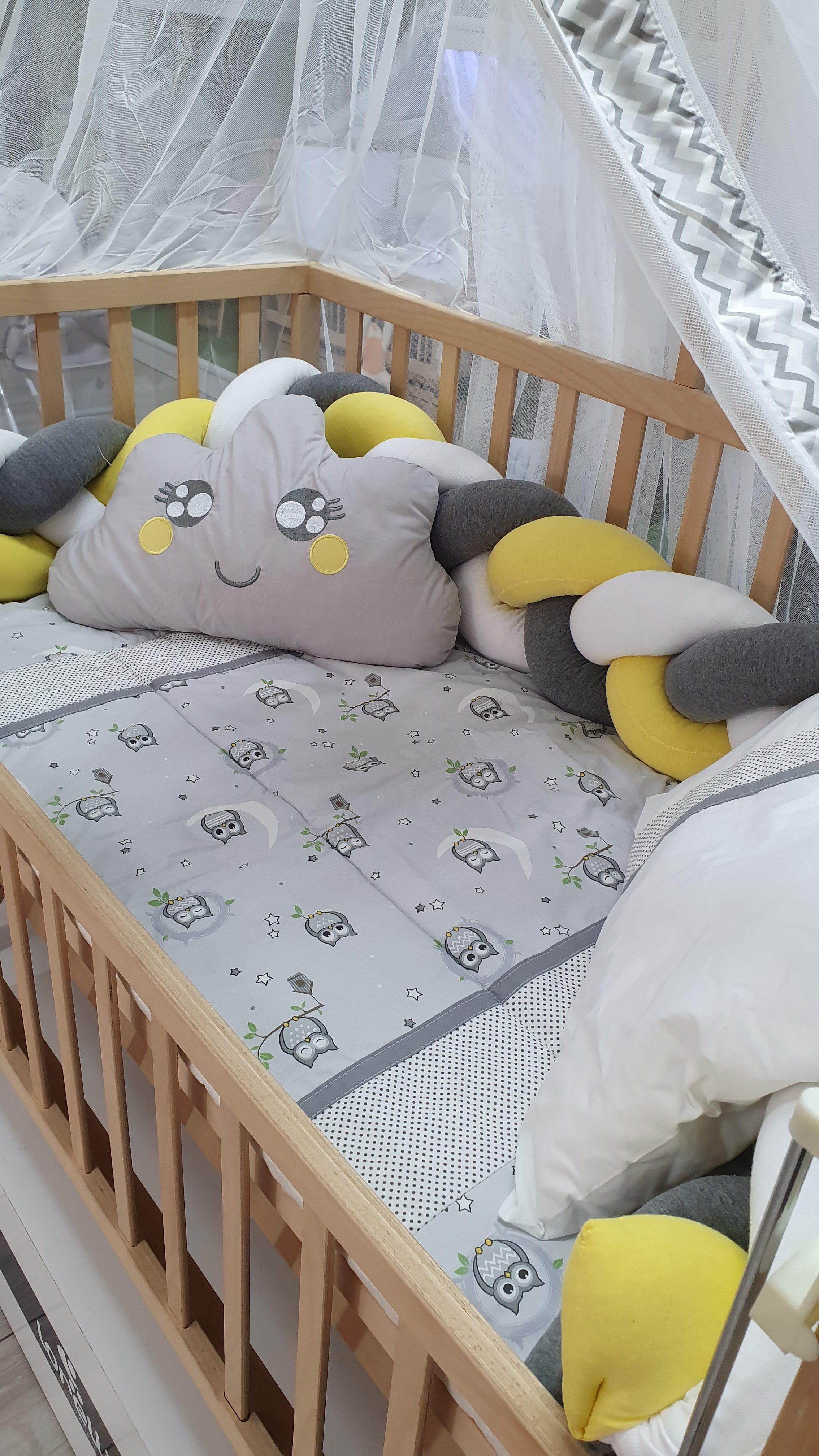 ABC Baby Baykuş Bebek Uyku Seti - Sarı Gri