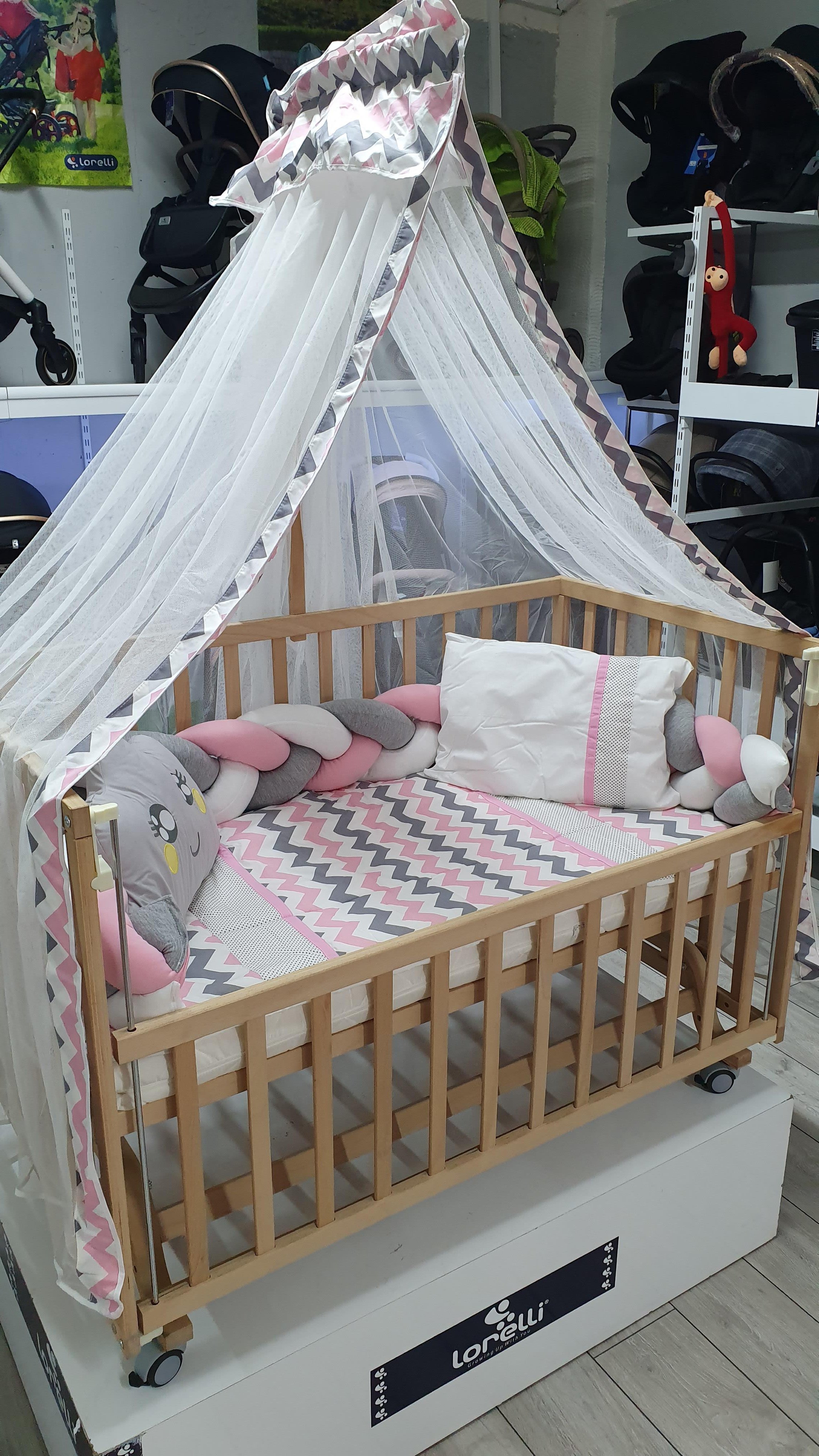 ABC Baby Zigzag 60x120 Beşik Uyku Seti - Pembe Gri