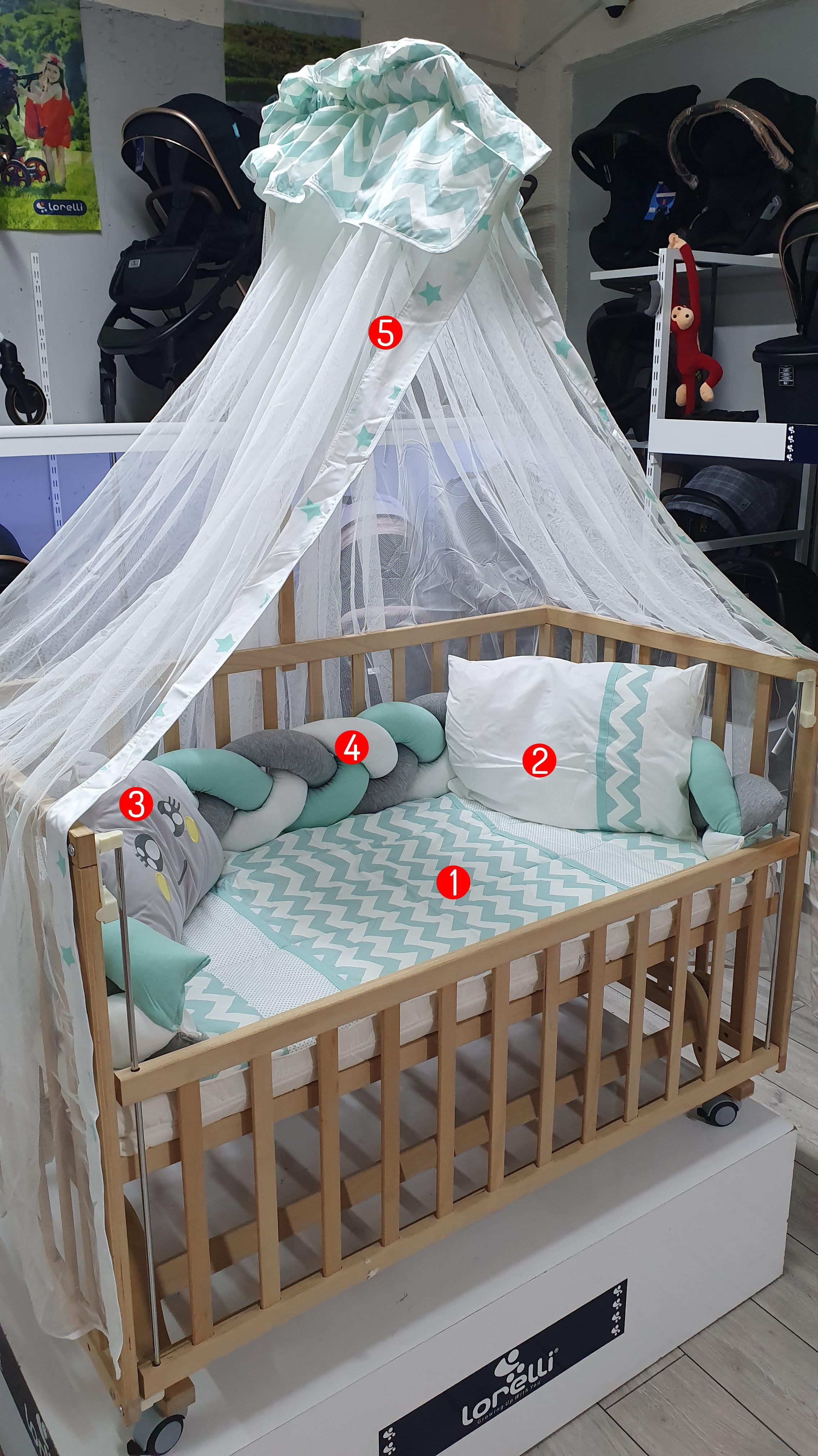 ABC Baby Zigzag 60x120 Beşik Uyku Seti - Yeşil Beyaz