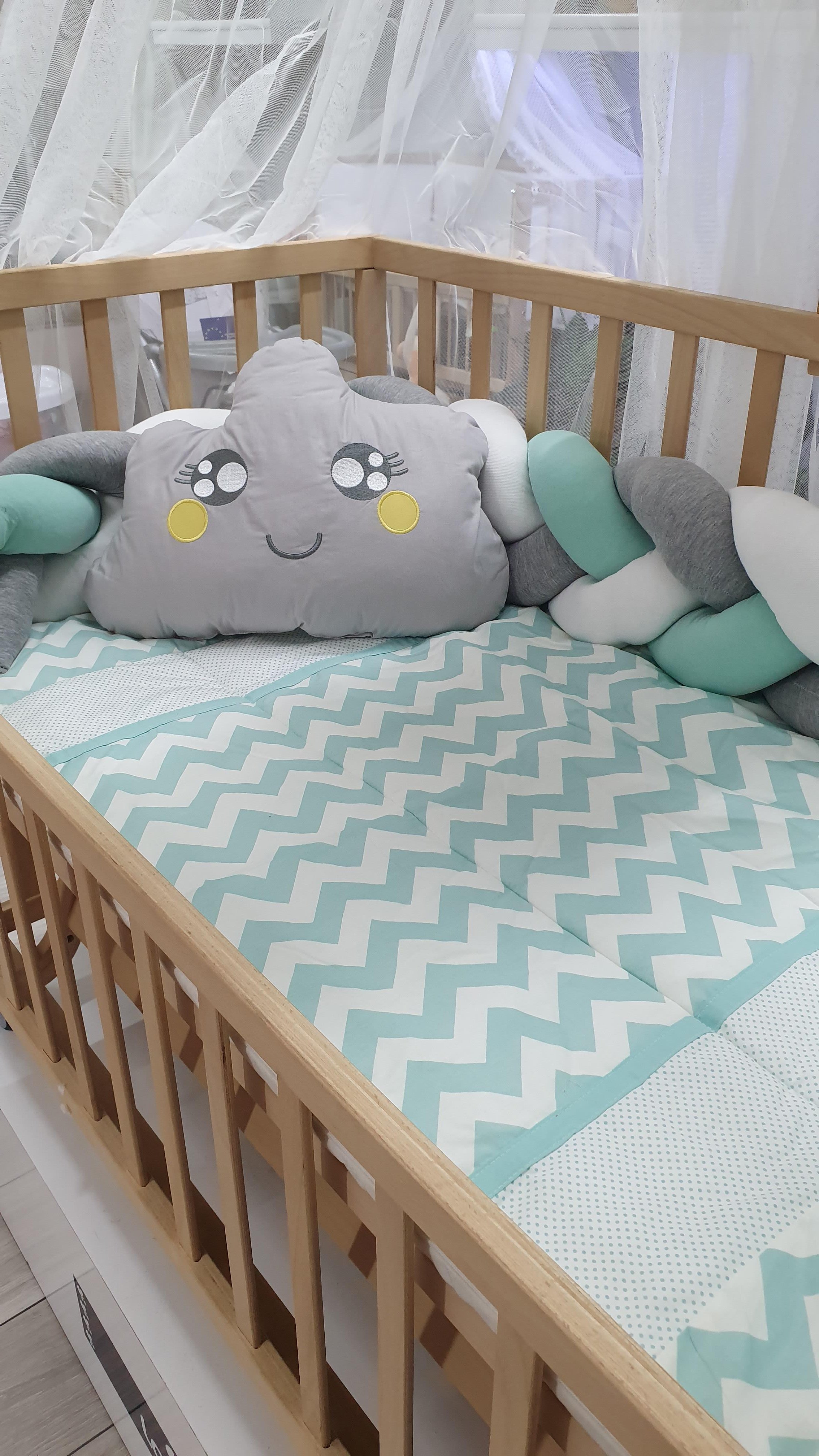 ABC Baby Zigzag 60x120 Beşik Uyku Seti - Yeşil Beyaz