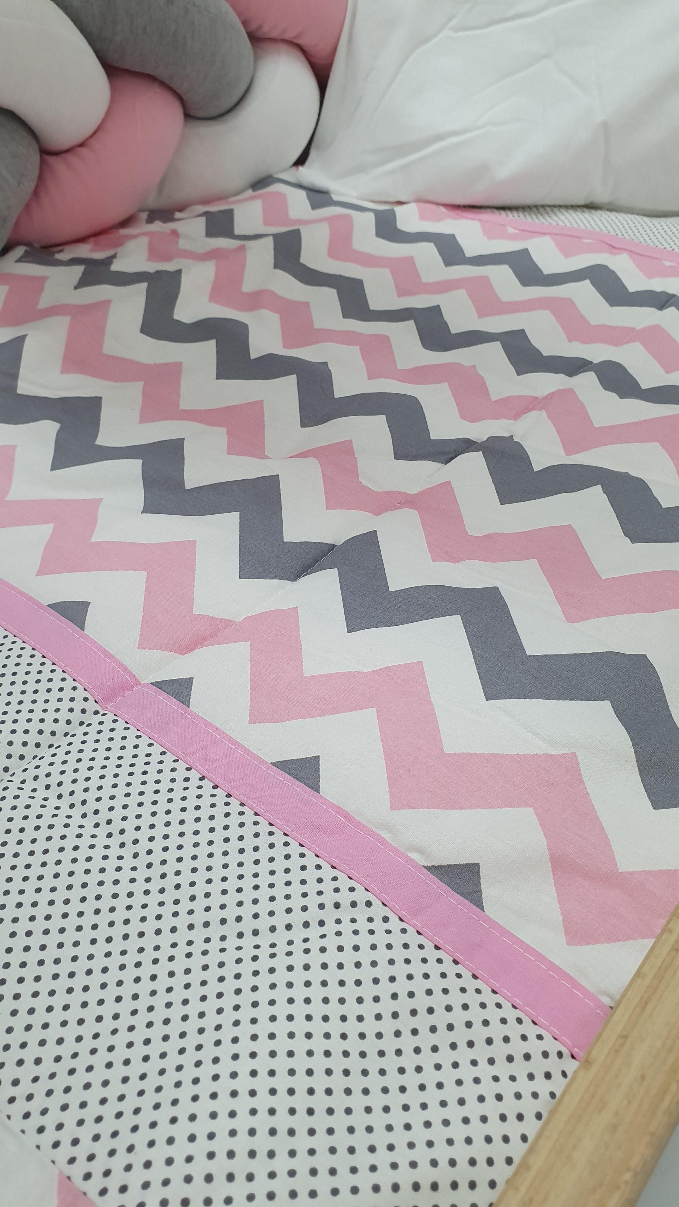 ABC Baby Zigzag 60x120 Beşik Uyku Seti - Pembe Gri