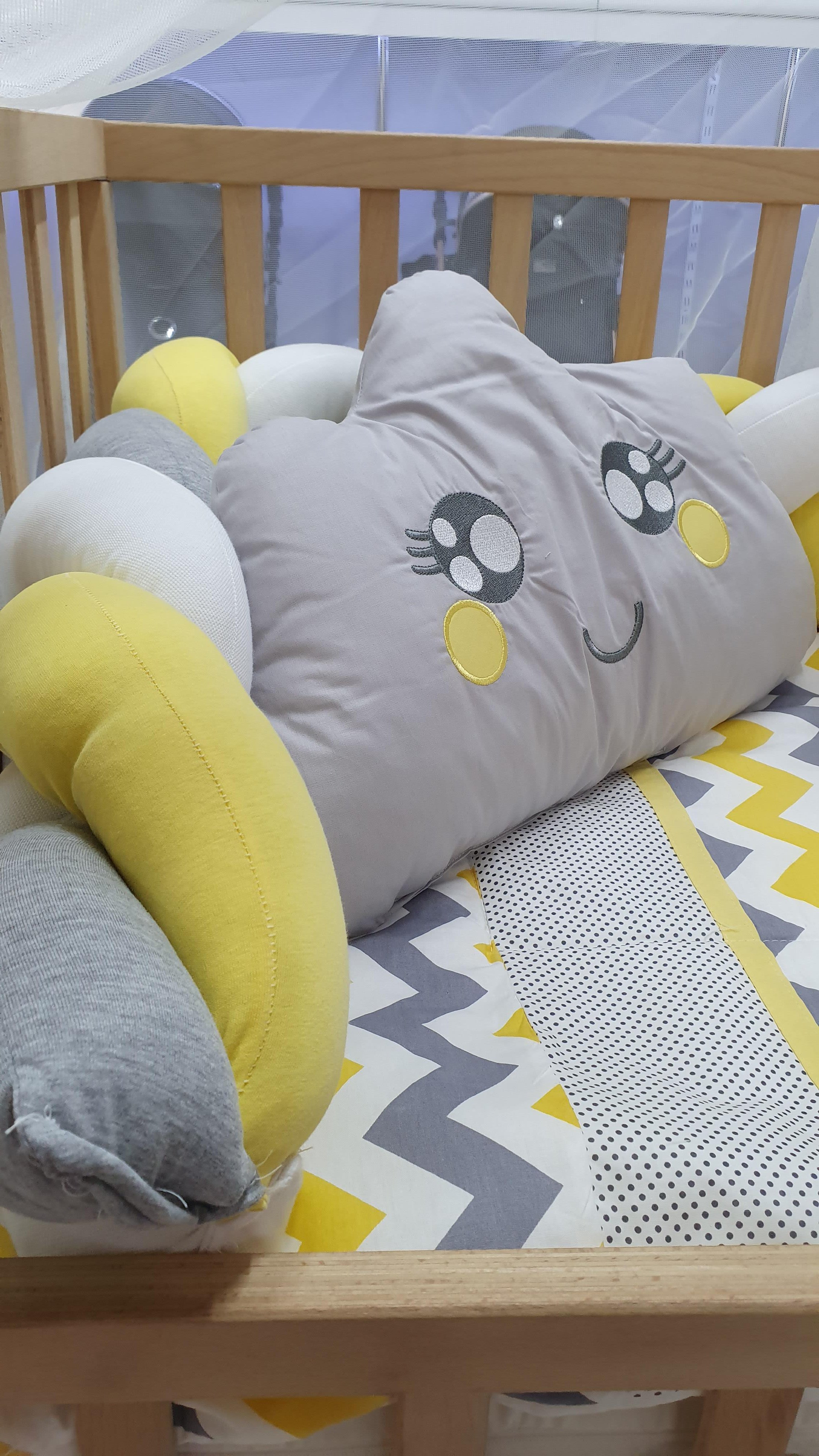 ABC Baby Zigzag 60x120 Beşik Uyku Seti - Sarı Gri