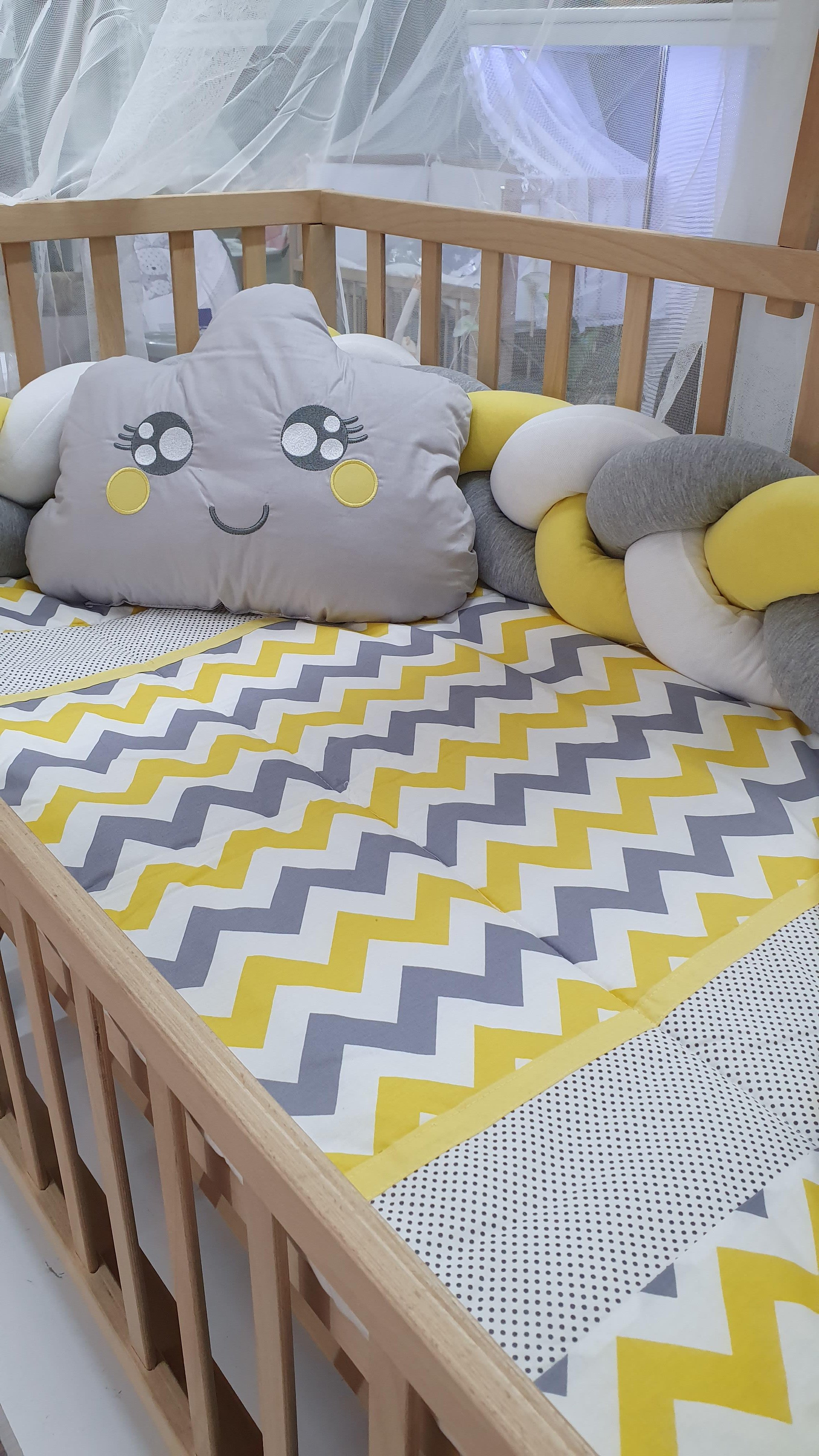 ABC Baby Zigzag 60x120 Beşik Uyku Seti - Sarı Gri