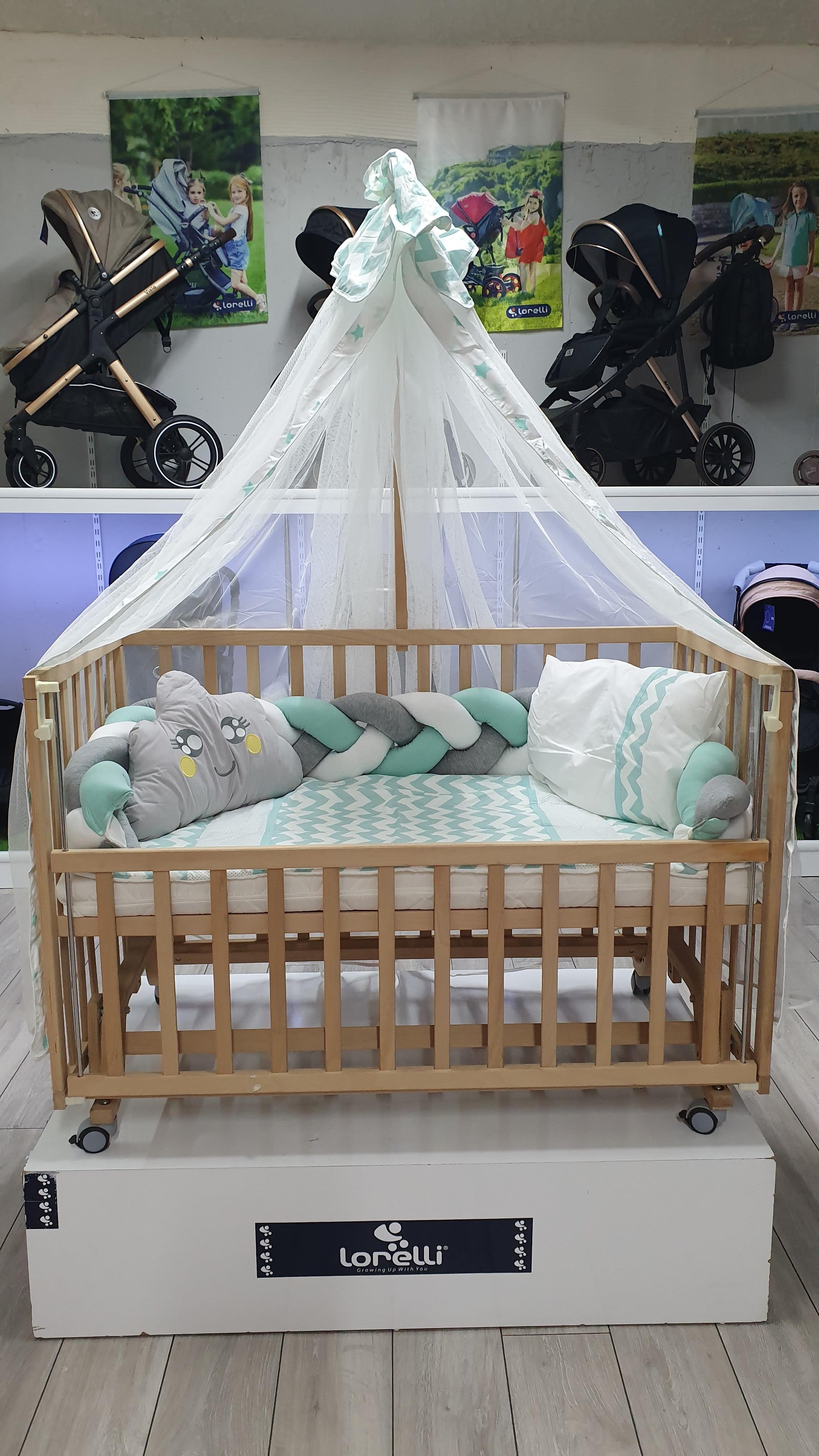 ABC Baby Zigzag 60x120 Beşik Uyku Seti - Yeşil Beyaz