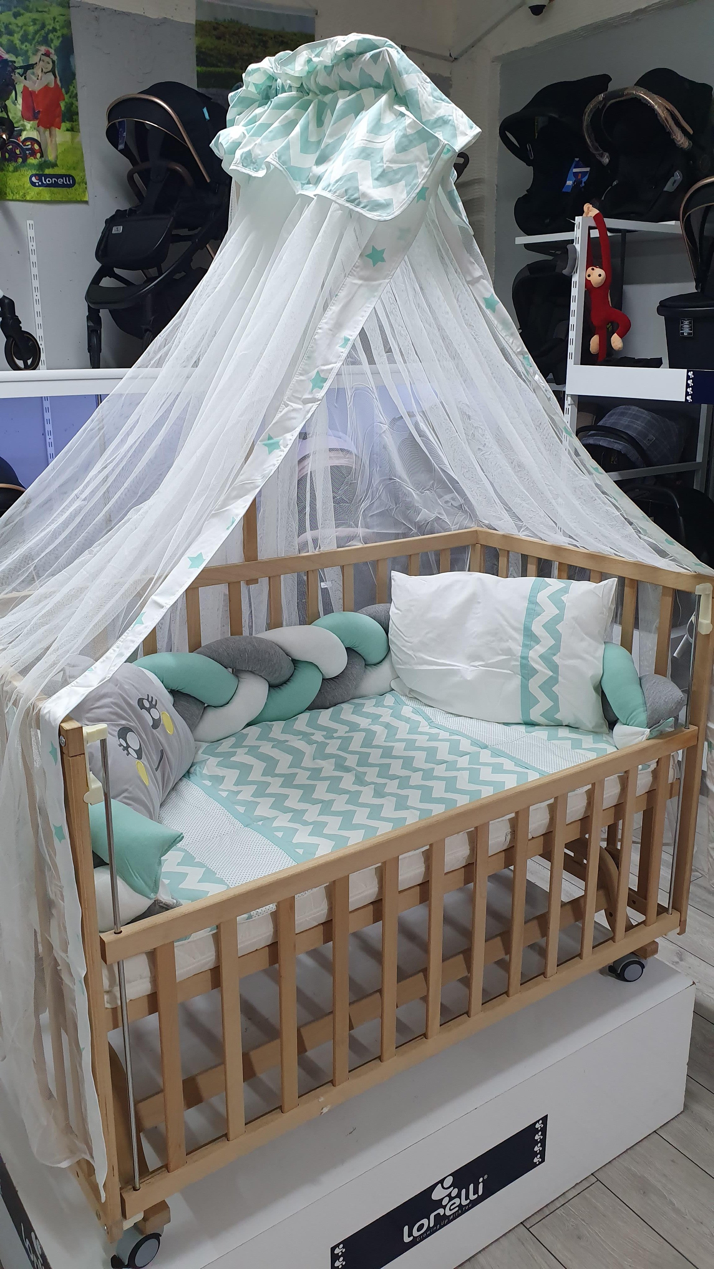 ABC Baby Zigzag 60x120 Beşik Uyku Seti - Yeşil Beyaz