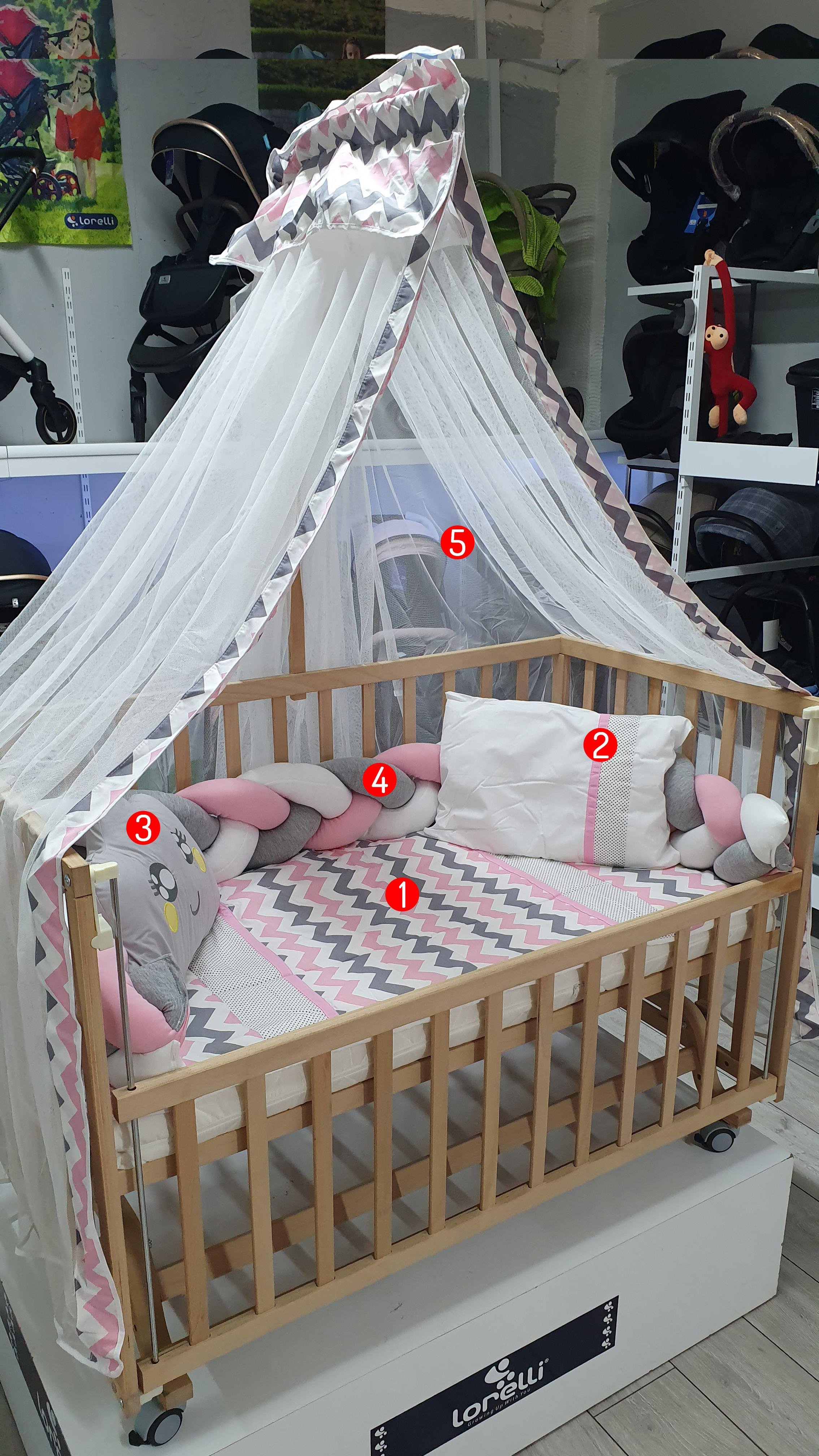ABC Baby Zigzag 60x120 Beşik Uyku Seti - Pembe Gri