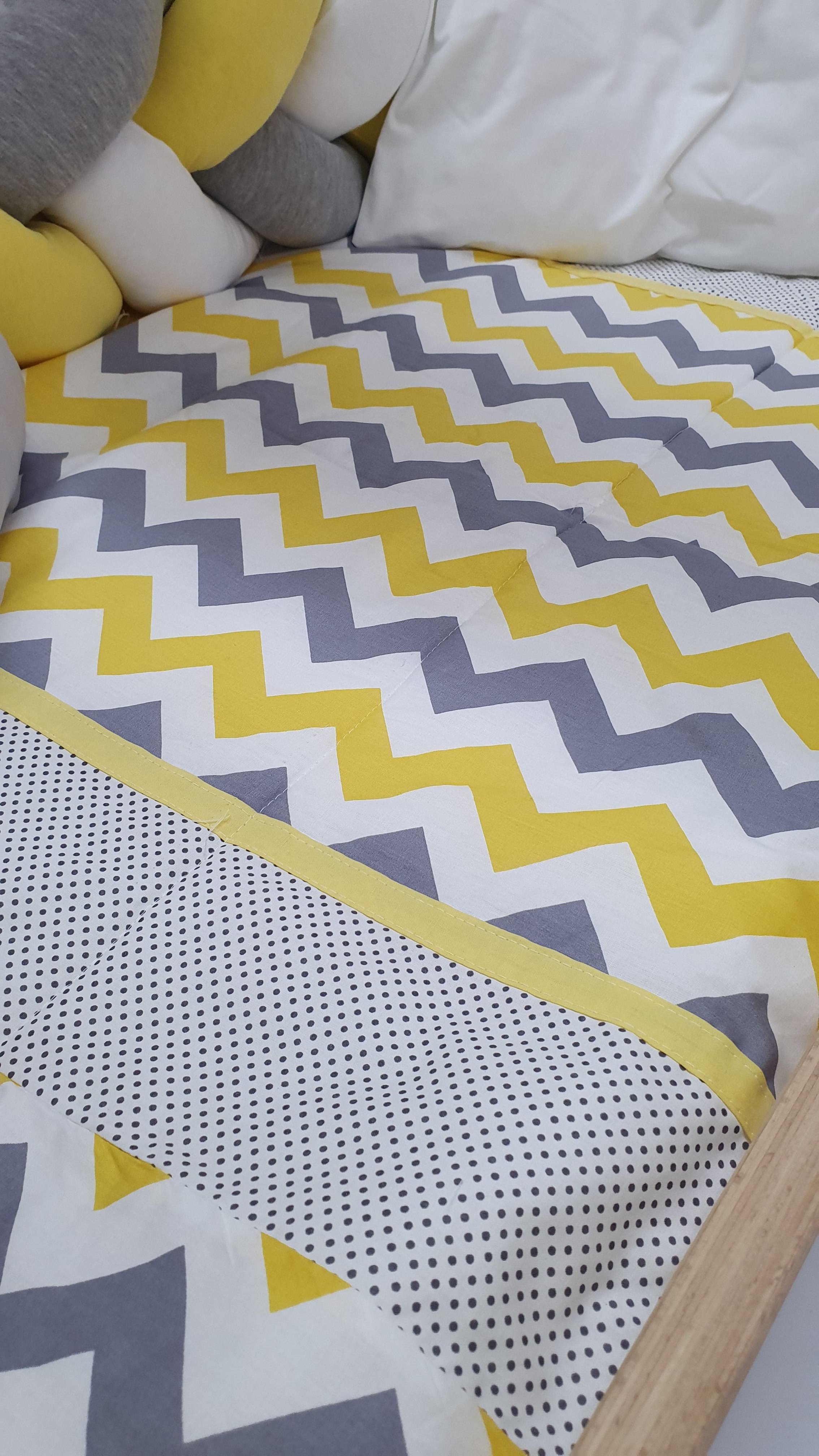 ABC Baby Zigzag 60x120 Beşik Uyku Seti - Sarı Gri