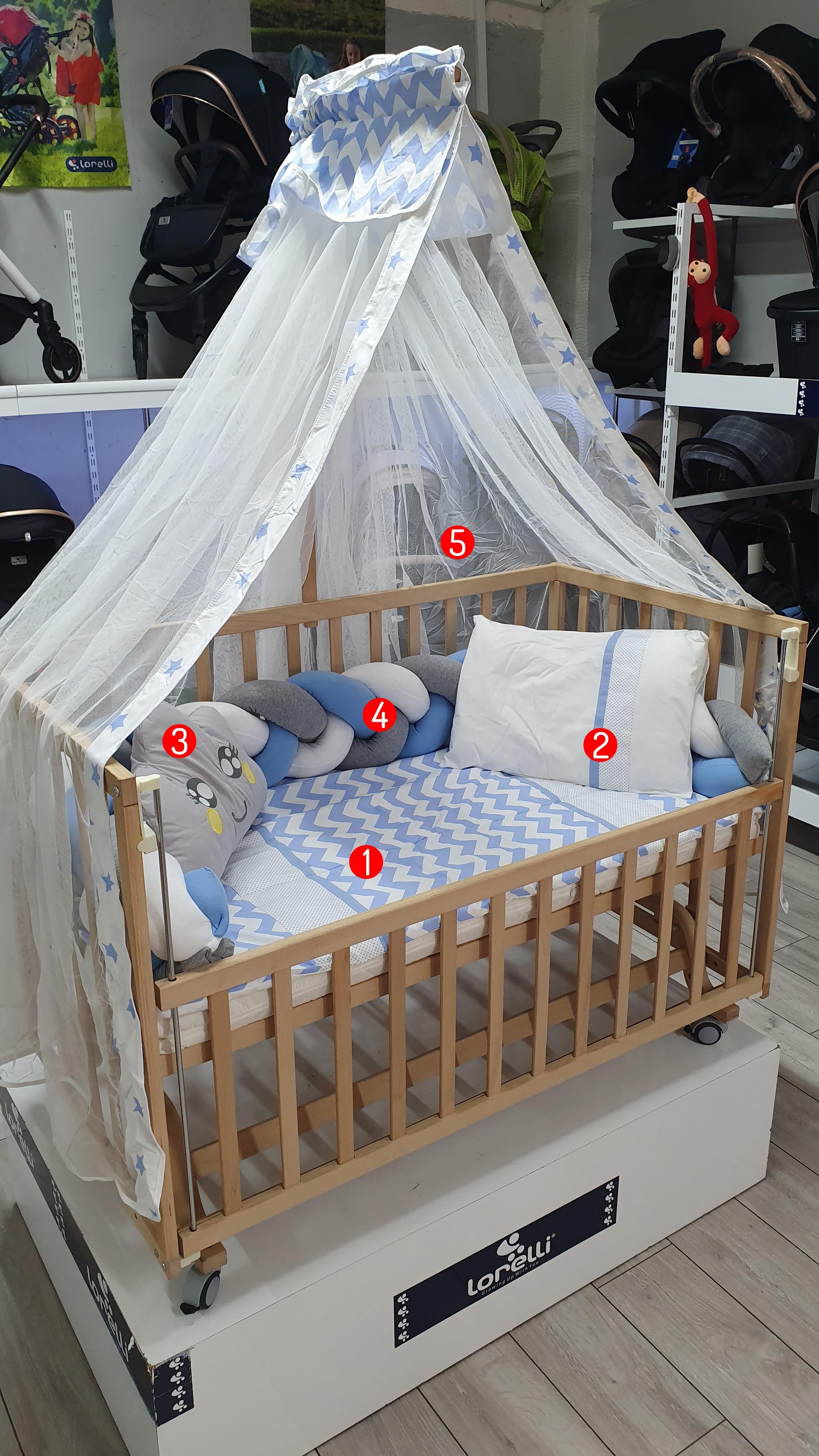 ABC Baby Zigzag Beşik Uyku Seti - Mavi Gri