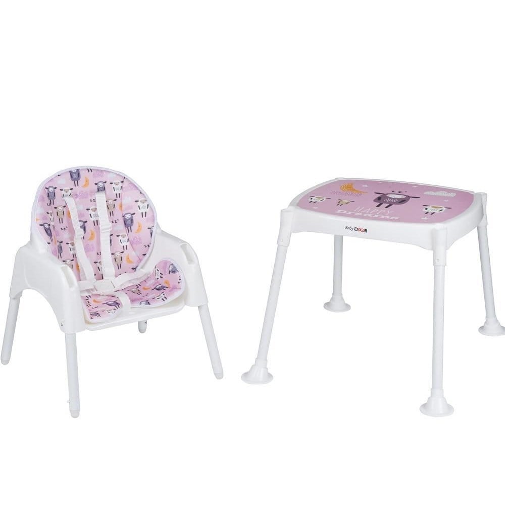 Babydoor Kuzu Çalışma Masalı Pedli Mama Sandalyesi 3 In 1 - Pembe