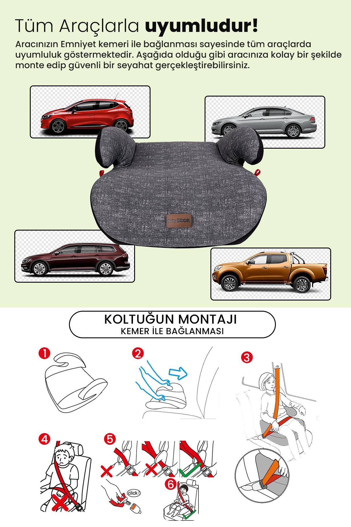 Babydoor Motto 15-36 KG Yükseltici Oto Koltuğu Ultra Comfort Yükseltici - Siyah