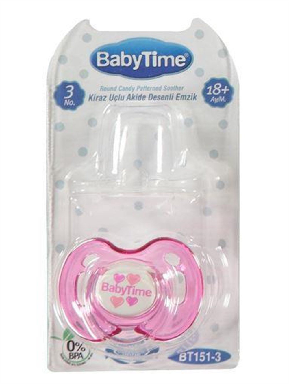 Babytime Silikon Kiraz Uçlu Koruyucu Kapaklı Akide Gövdeli Emzik N.3