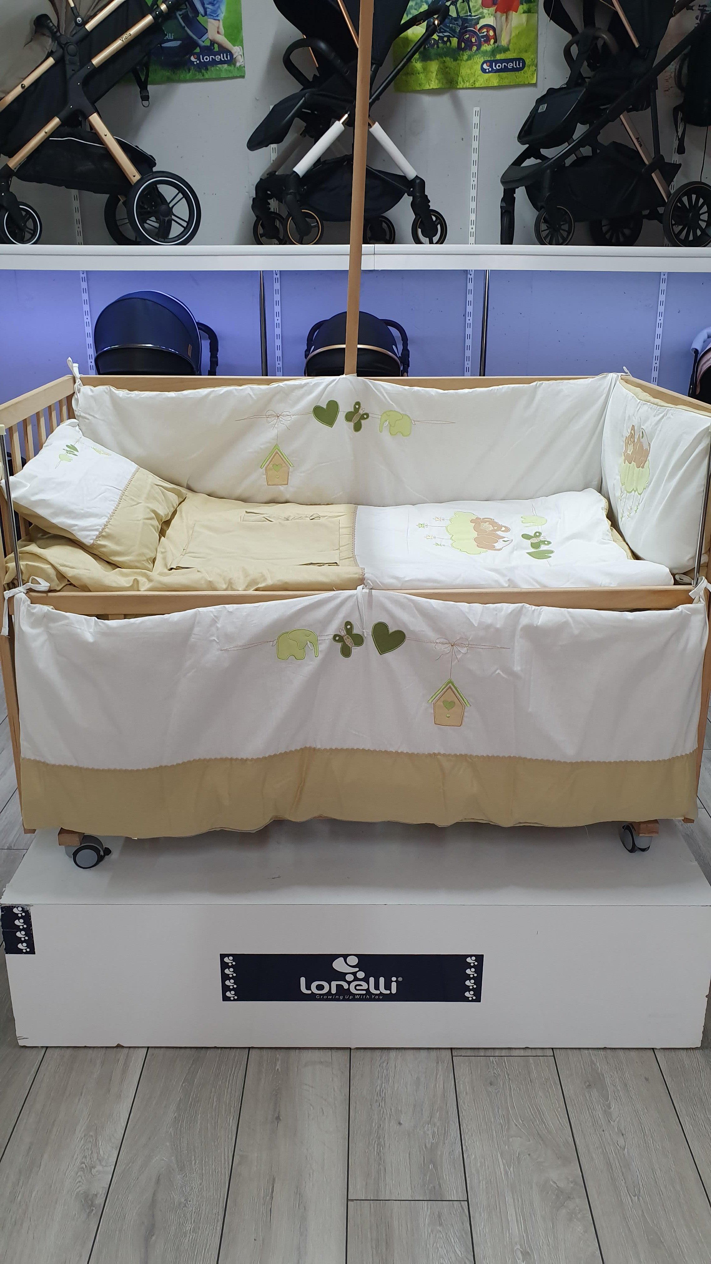 Coolbaby Ayı Desenli 60x120 Beşik Uyku Seti - Bej Beyaz