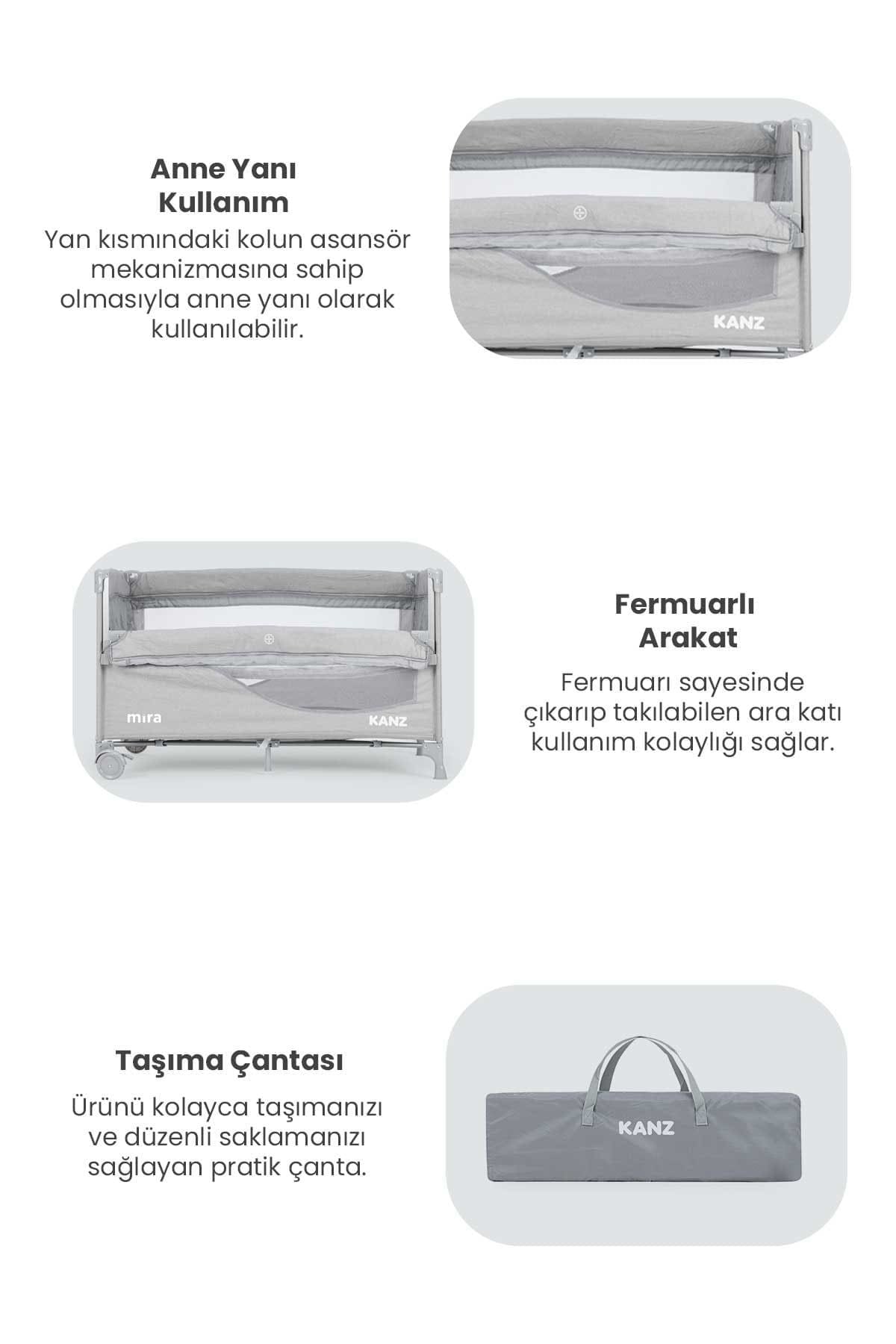 Kanz Mira Anne Yanı Oyun Parkı 70x120  Gri